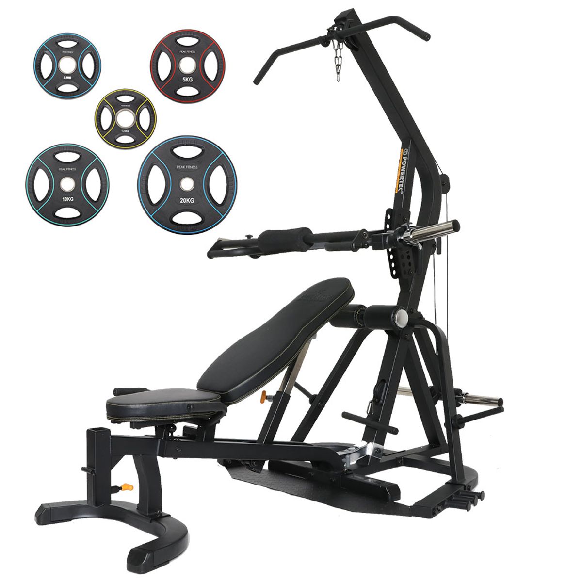 Powertec - Workbench LeverGym + 77. PU-vægtsæt - 5 kg - Black