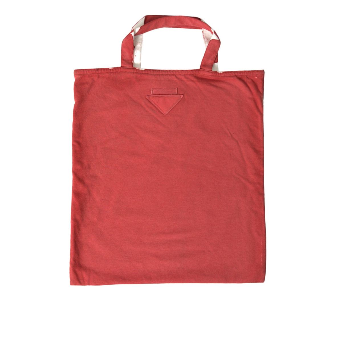 Prada Chic Red and White Fabric Tote Bag