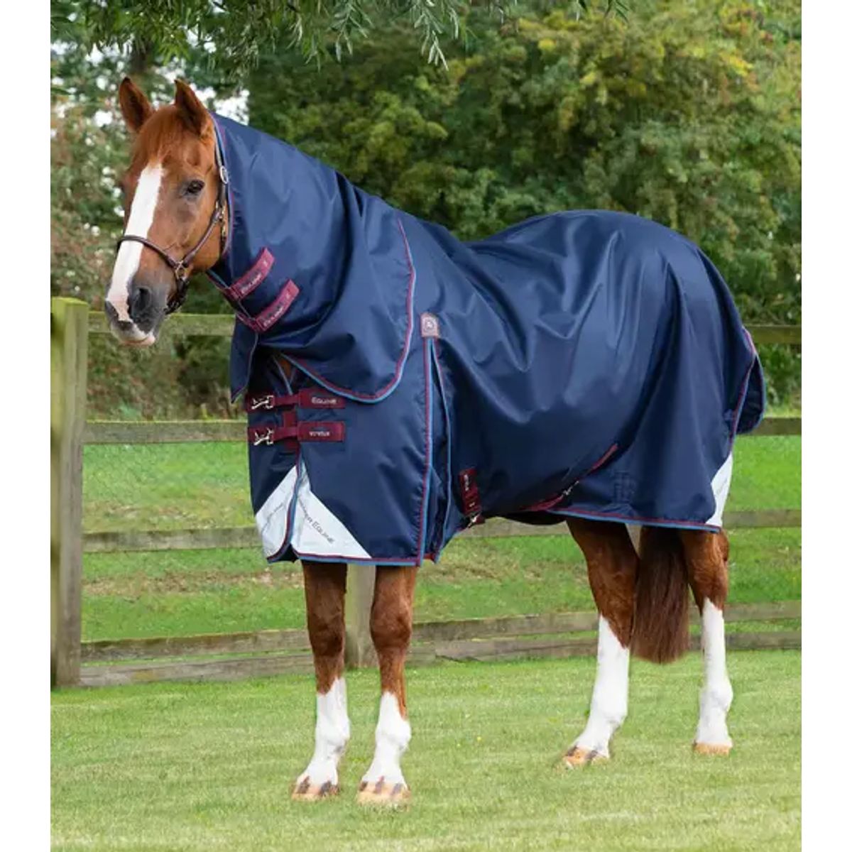 Premier Equine Akoni Stratus dækken med aftagelig hals - 0g - Navy, 7,3" (170cm)