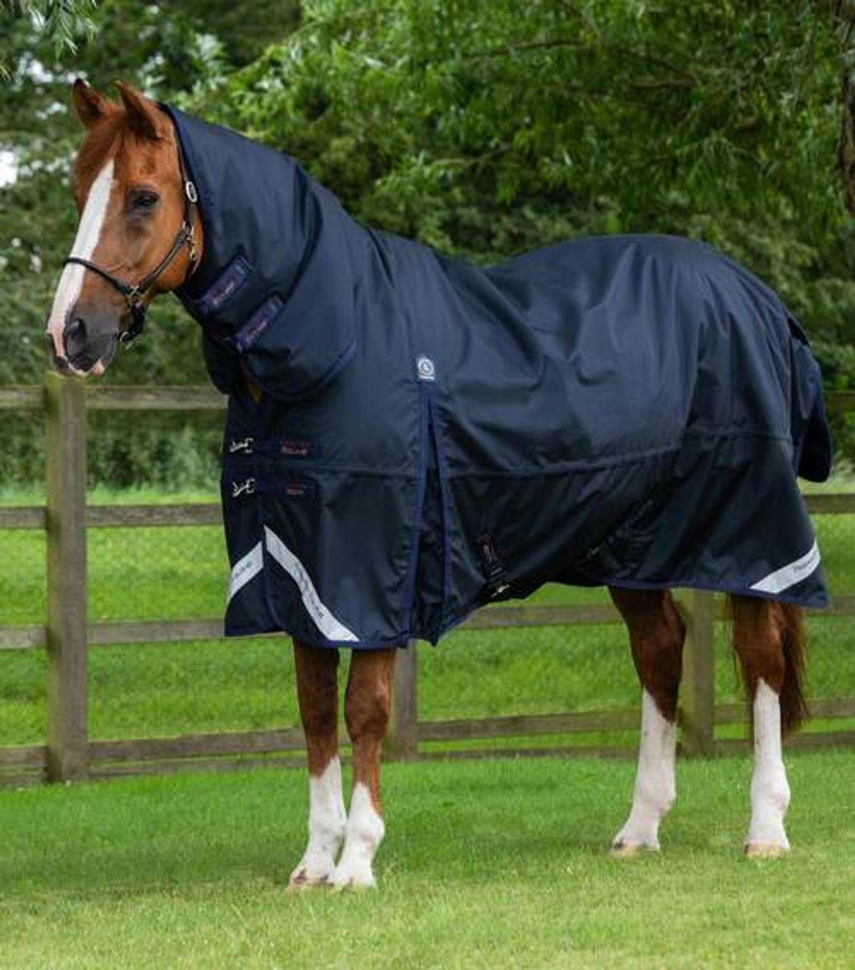 Premier Equine Buster Storm 220g dækken med hals - Navy - 5,9" (125cm)