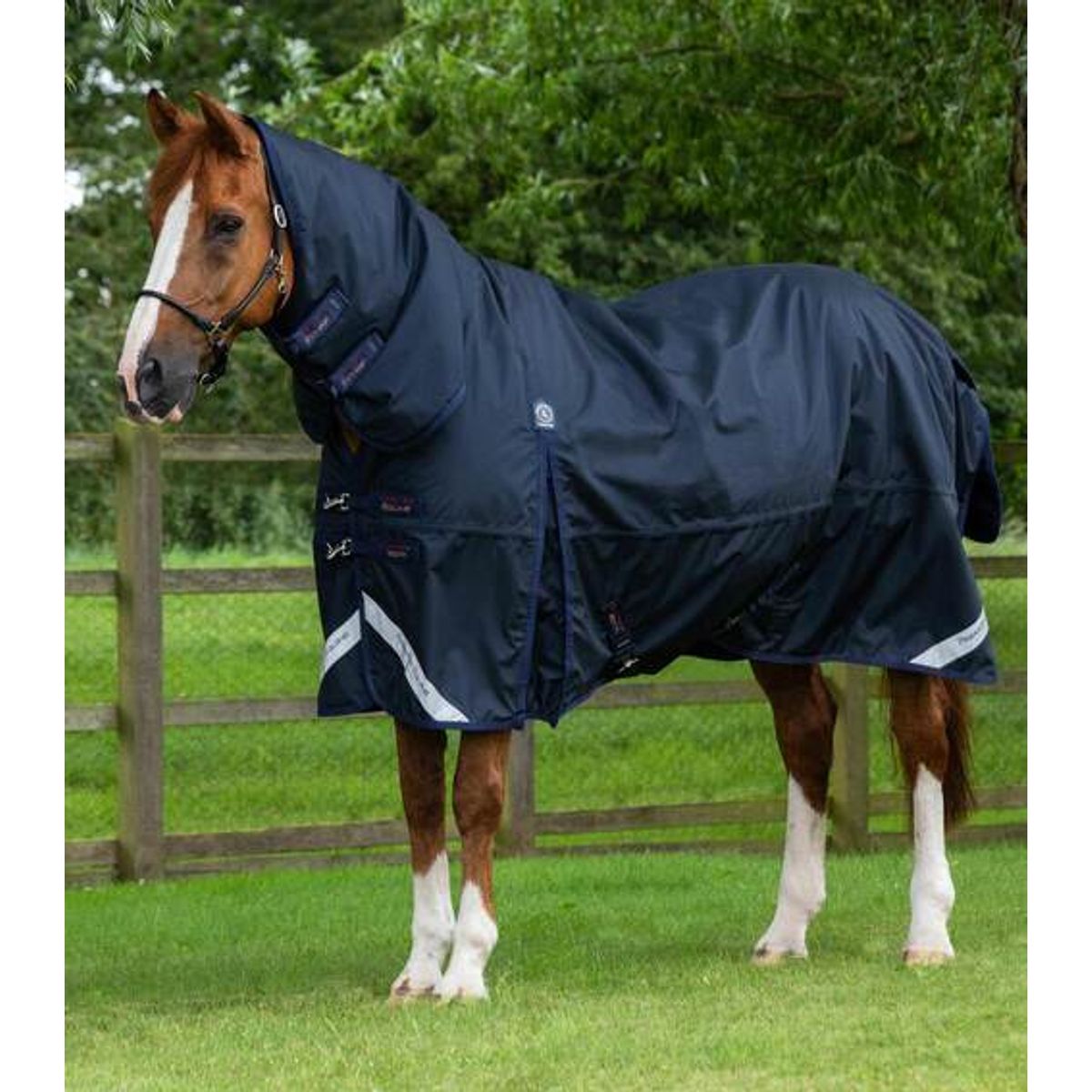 Premier Equine Buster Storm 220g dækken med hals - Navy - 6,6" (145cm)