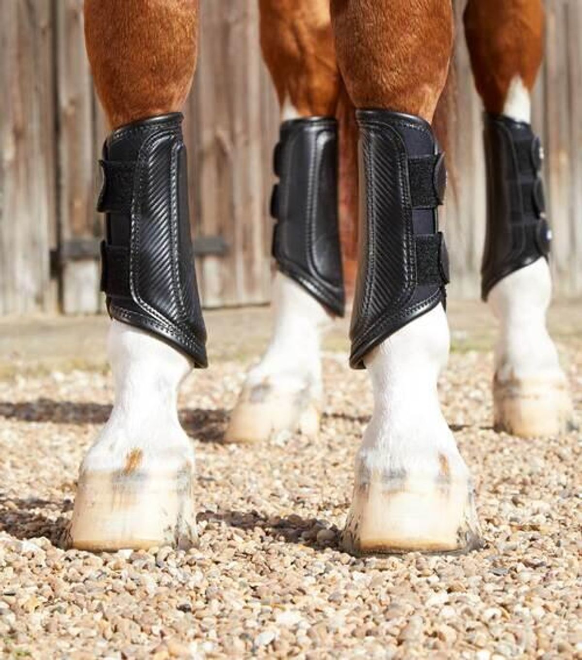 Premier Equine Carbon Air-Tech Double Locking Brushing Boots - L, Sort