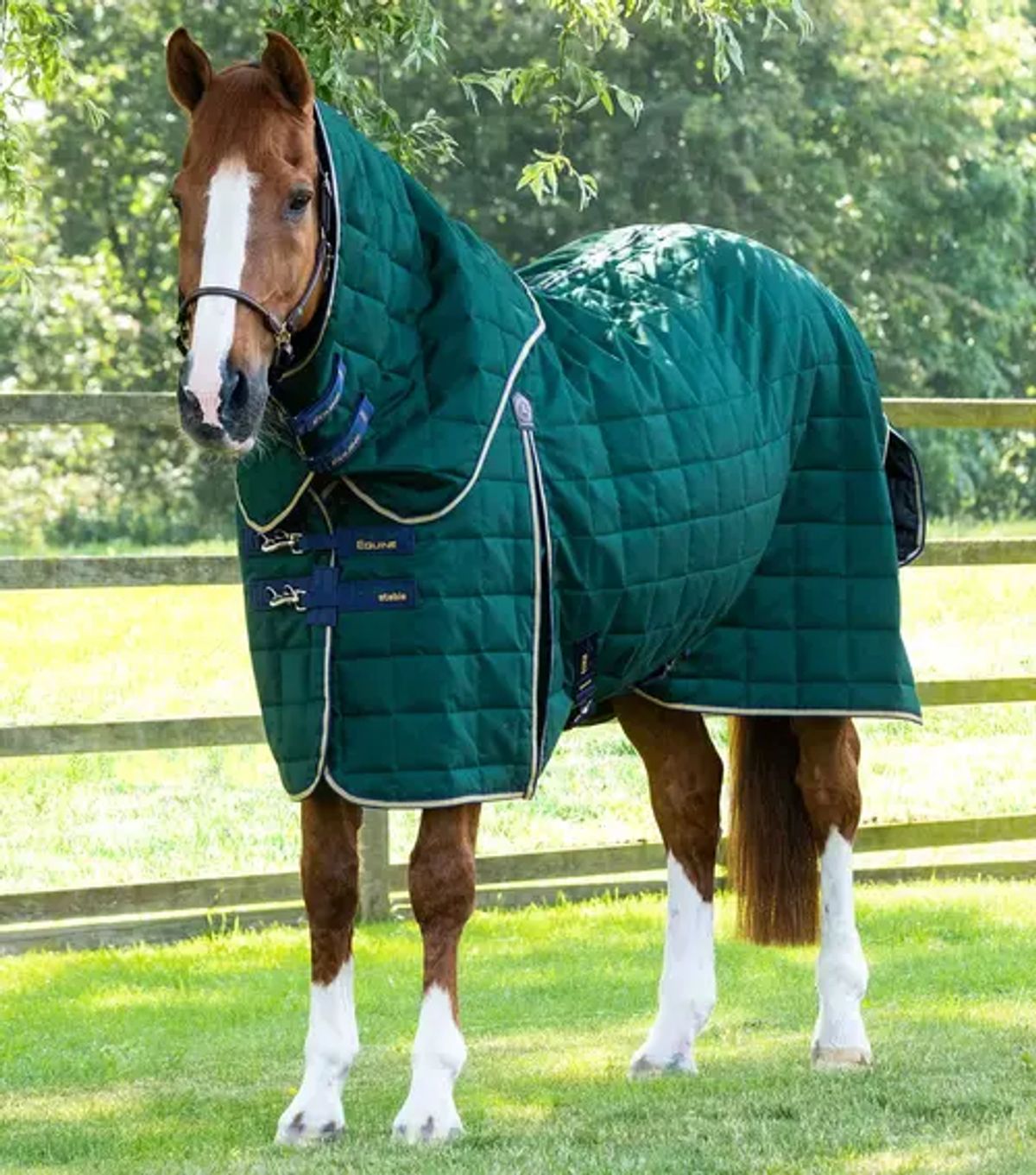 Premier Equine Lucanta 200g stald dækken med hals - Grøn - 5,6 125cm