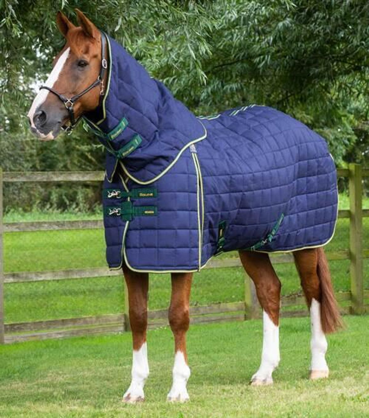 Premier Equine Lucanta 450g stalddækken med hals - Navy - 5,3 120cm