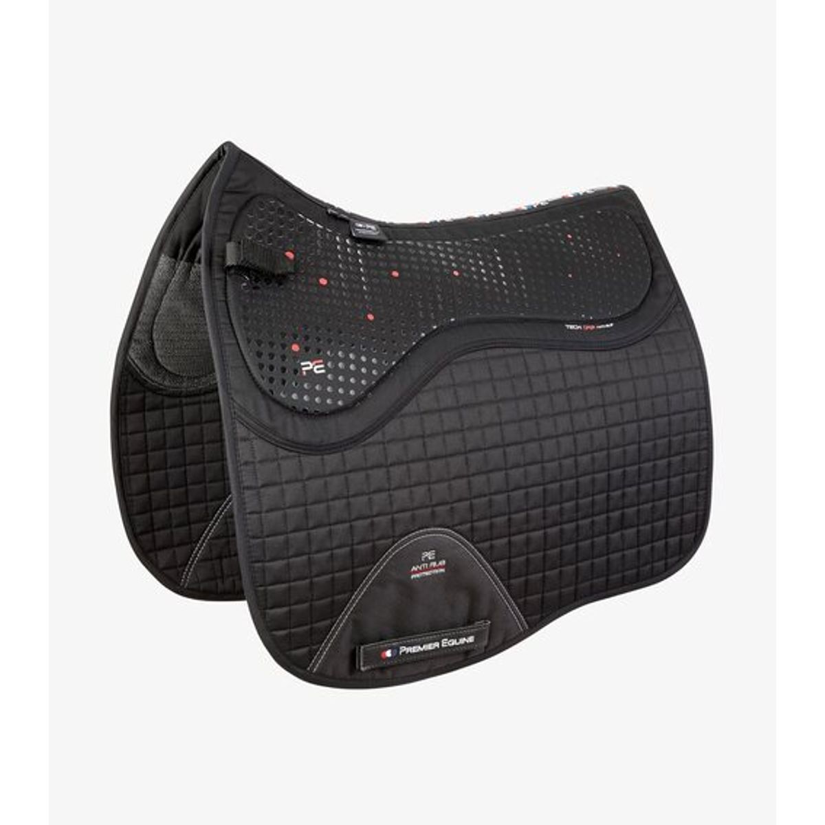 Premier Equine Tech Grip Pro Anti-Slip Saddle Pad - Dressage Square - Sort