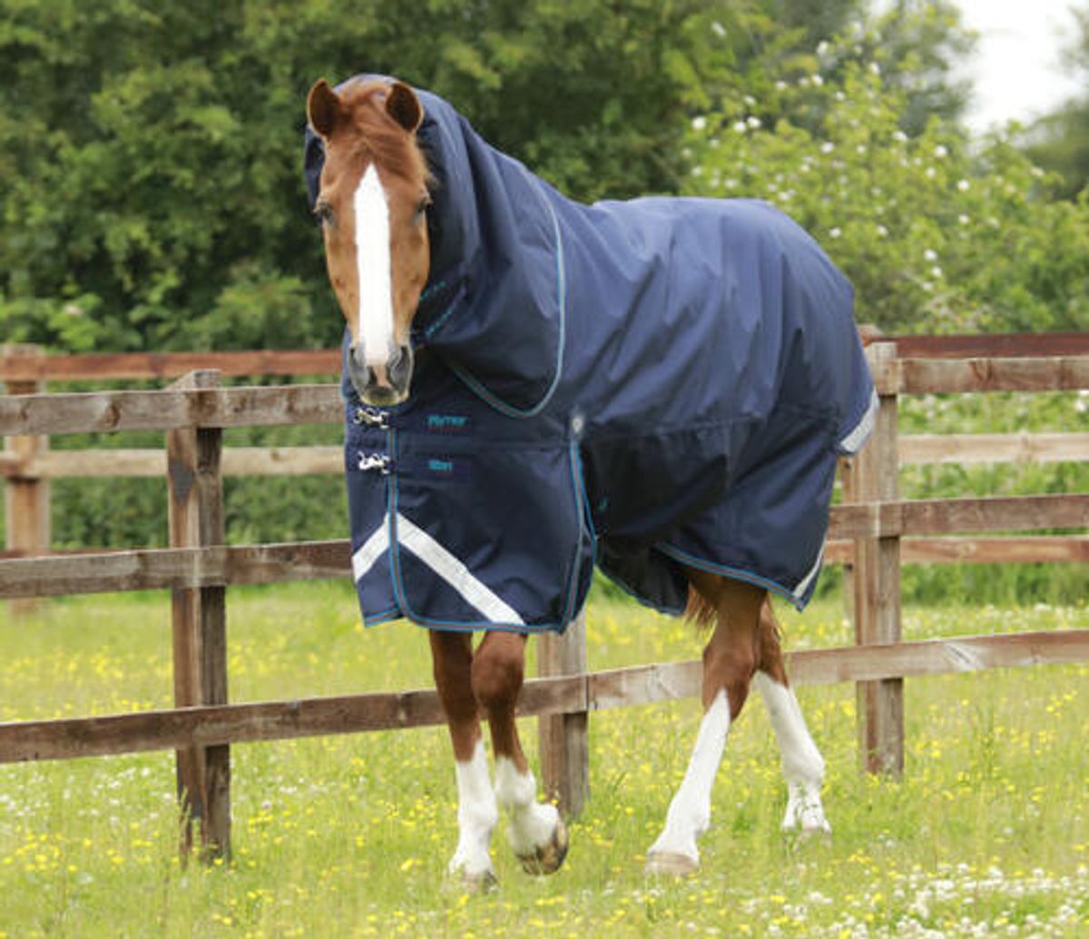 Premier Equine Titan 200g Turnout dækken med Snug-fit hals - Navy - 5,0 115cm