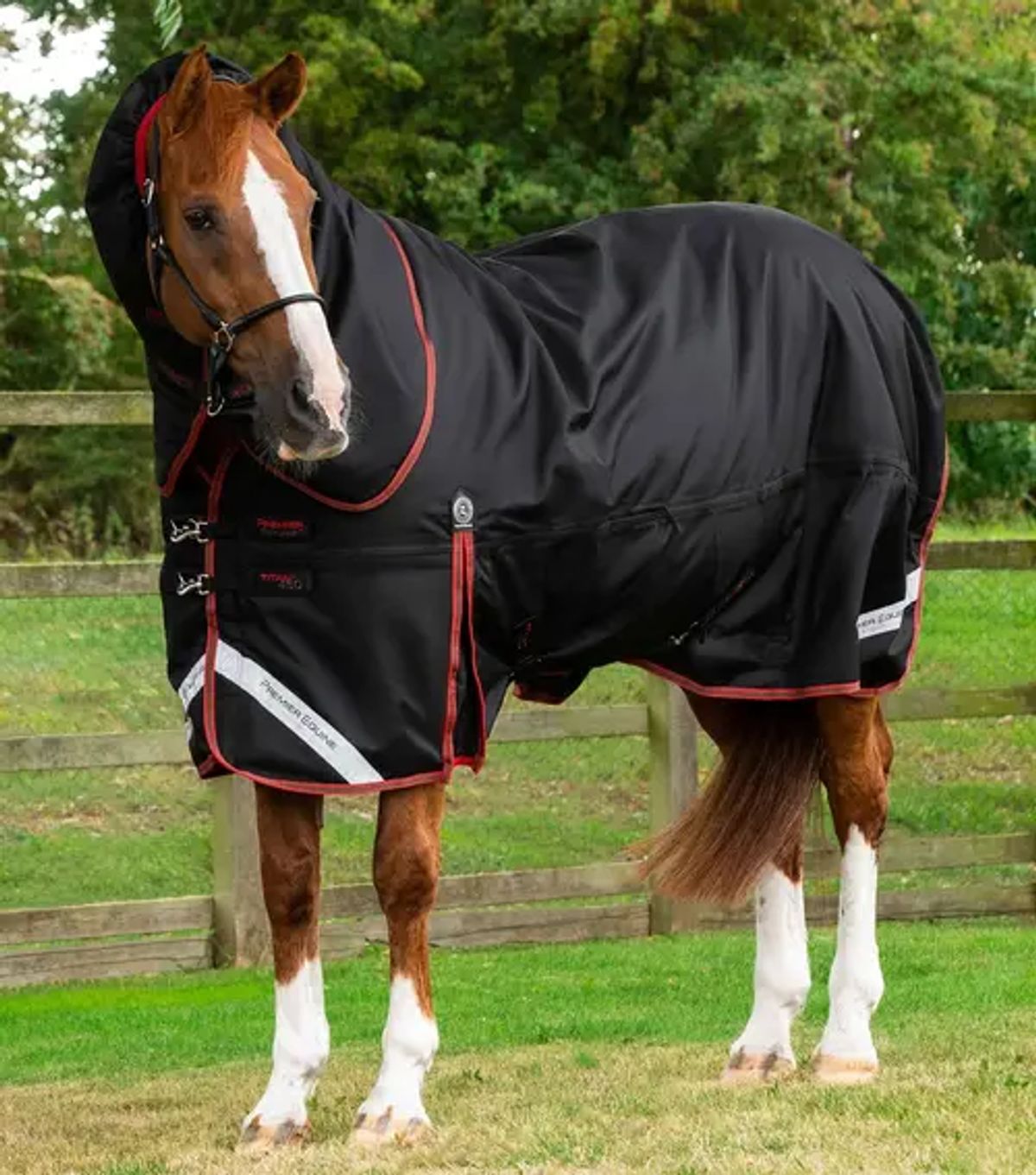 Premier Equine - Titan 450g vinterdækken med Snug-Fit hals - Sort - 6,0" (135cm)