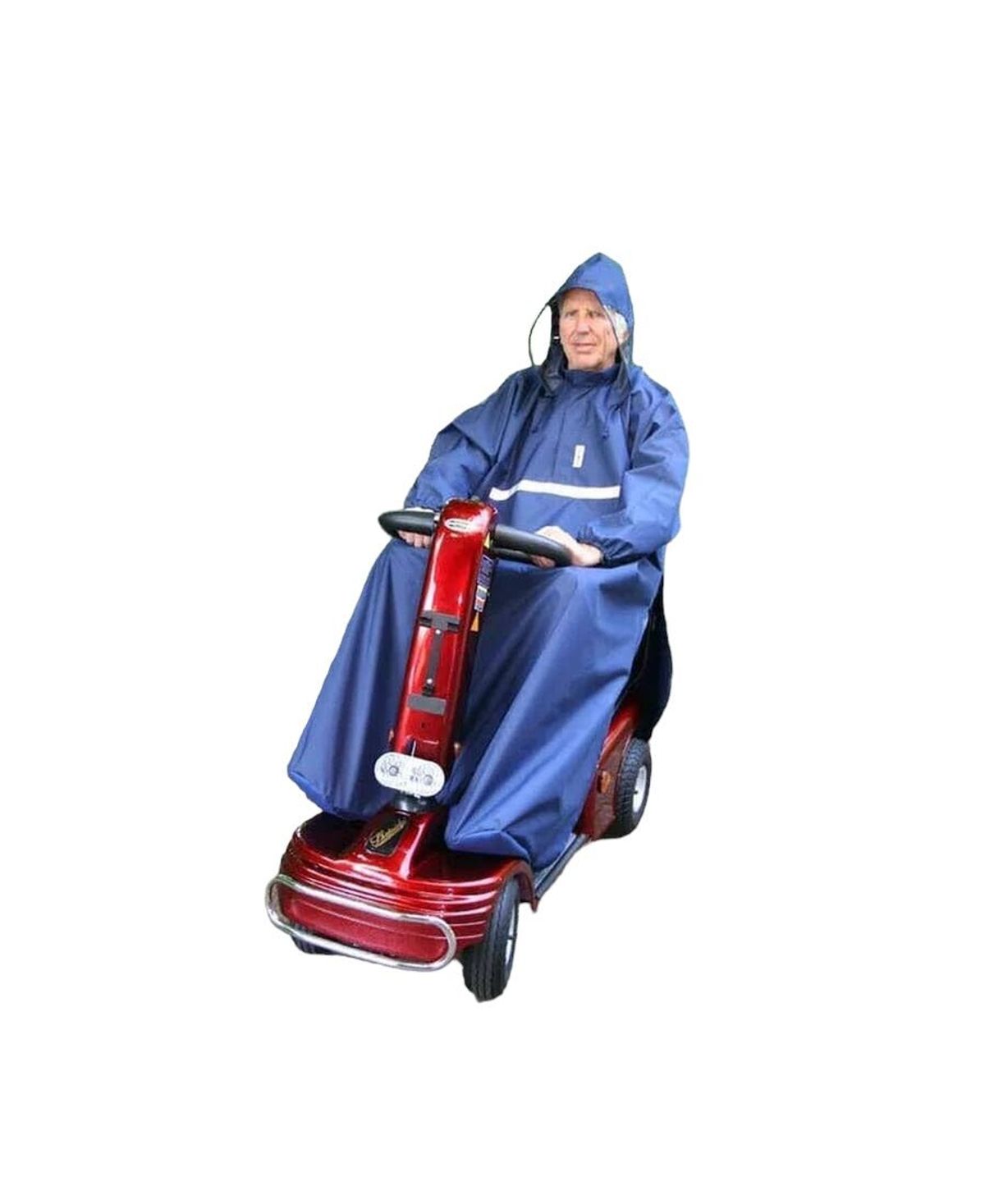 Premium vandtæt onesize poncho til scooter og elkørestole - Beskyt dig mod regn & blæst.