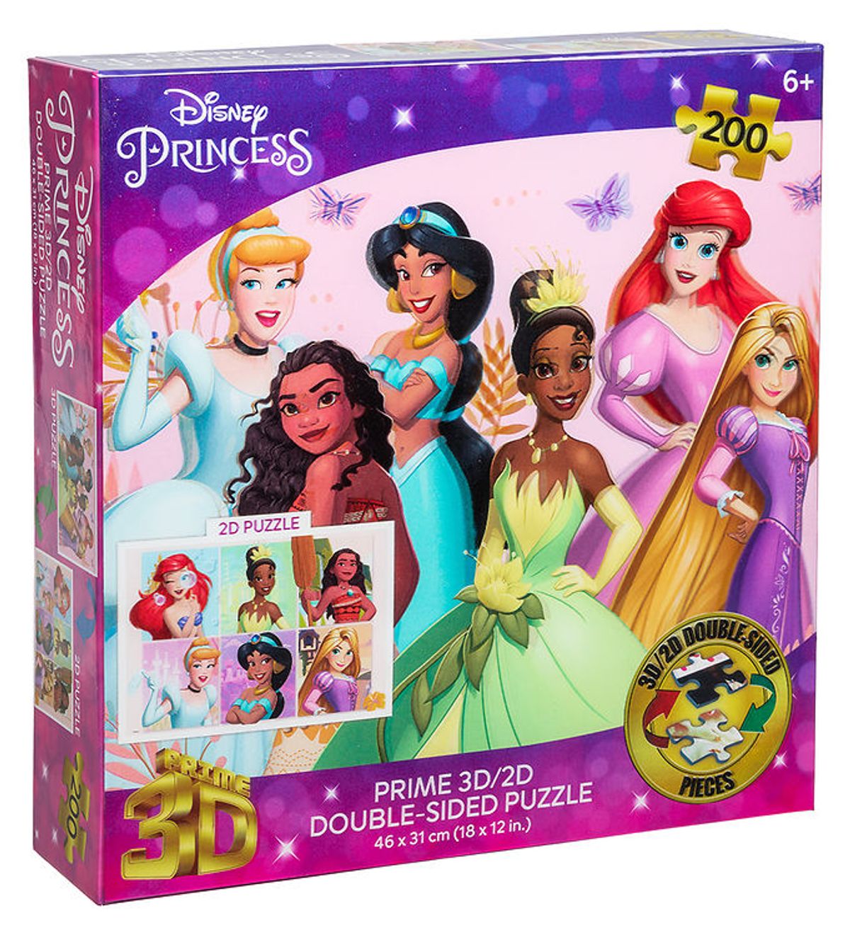 Prime 3D Puzzle Puslespil - 3D/2D - 200 Brikker - Princess