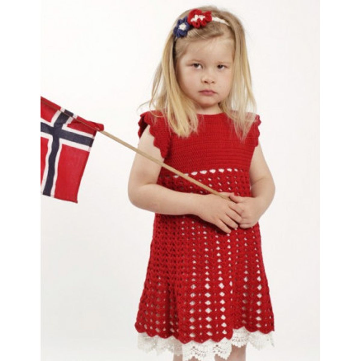 Princess Matilde by DROPS Design - Kjole og Hårbånd Hækleopskrift str. - 5/6 år