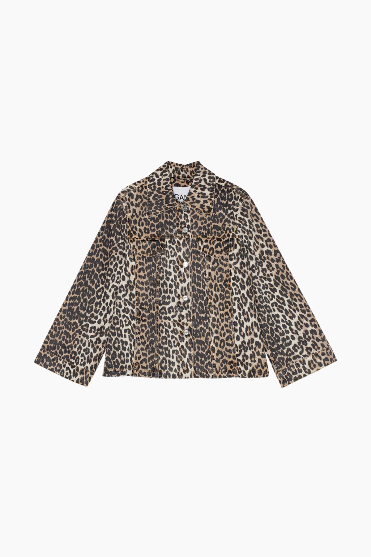 Print Denim Jacket J1581 - Leopard - GANNI - Leopard L