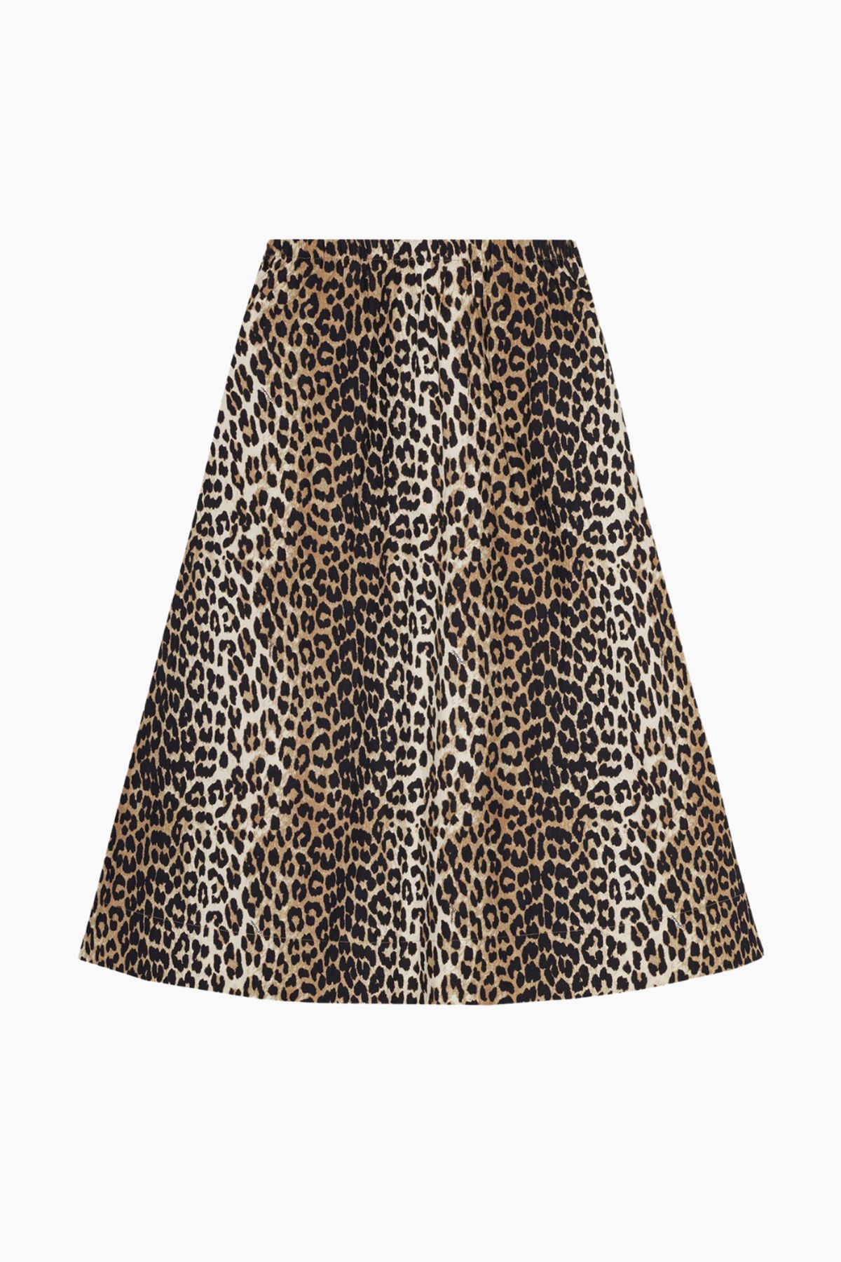 Printed Cotton Elasticated Maxi Skirt F9365 - Leopard - GANNI - Leopard M