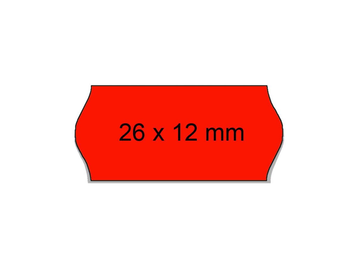 Prisetiket 26x12mm Aftagelig Neonrød 1500 stk