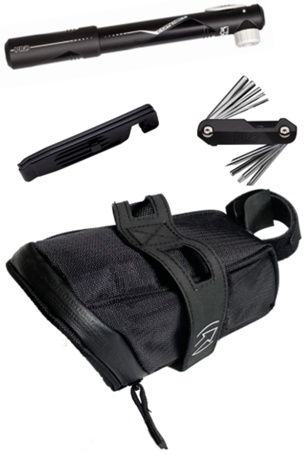 PRO Bikegear Combipack - Sadeltaske/Pumpe/Multi-Tool/Dækjern