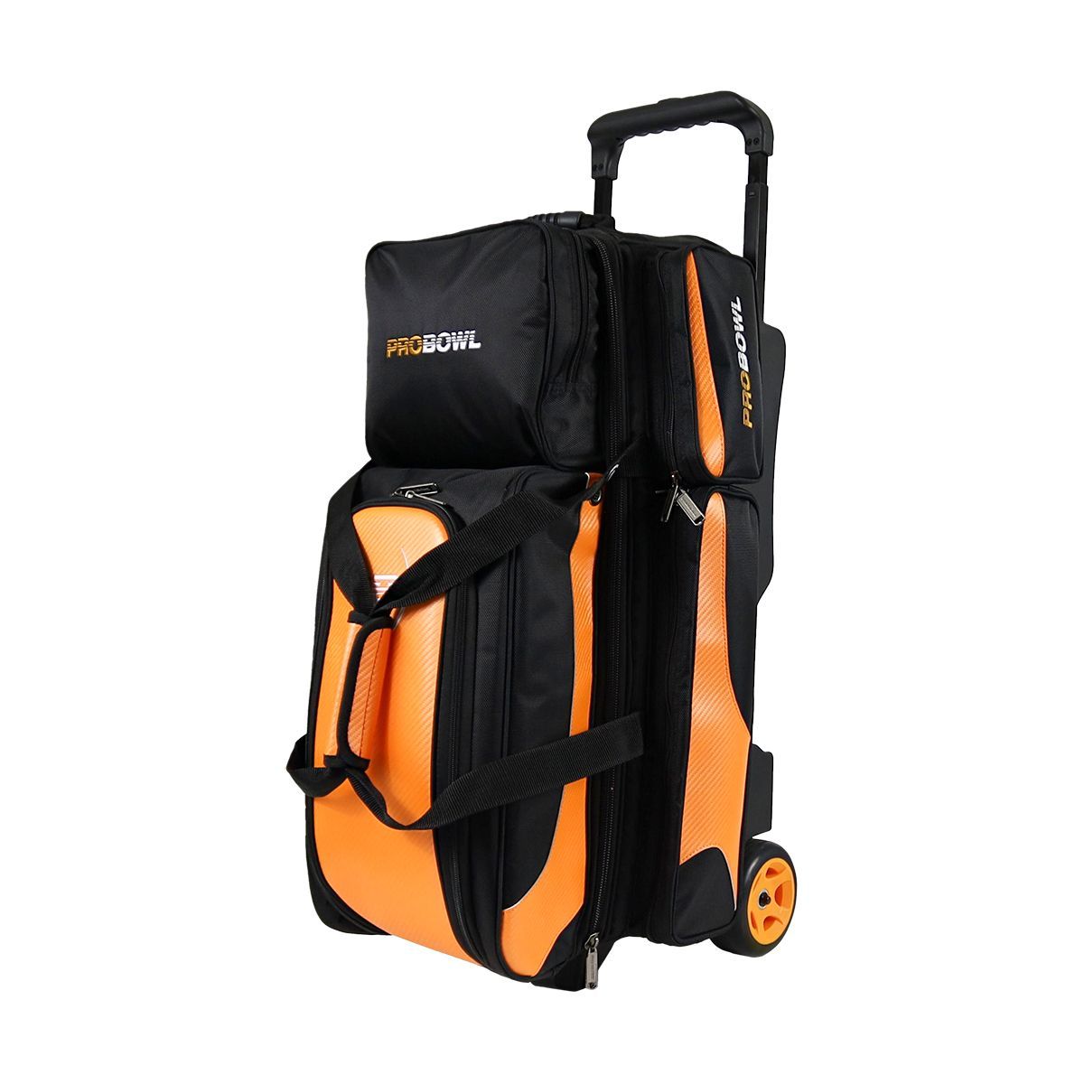 Pro Bowl Deluxe 3-Ball Roller Black/Carbon/Orange - Bowlingtaske med hjul til 3 kugler - FRI FRAGT