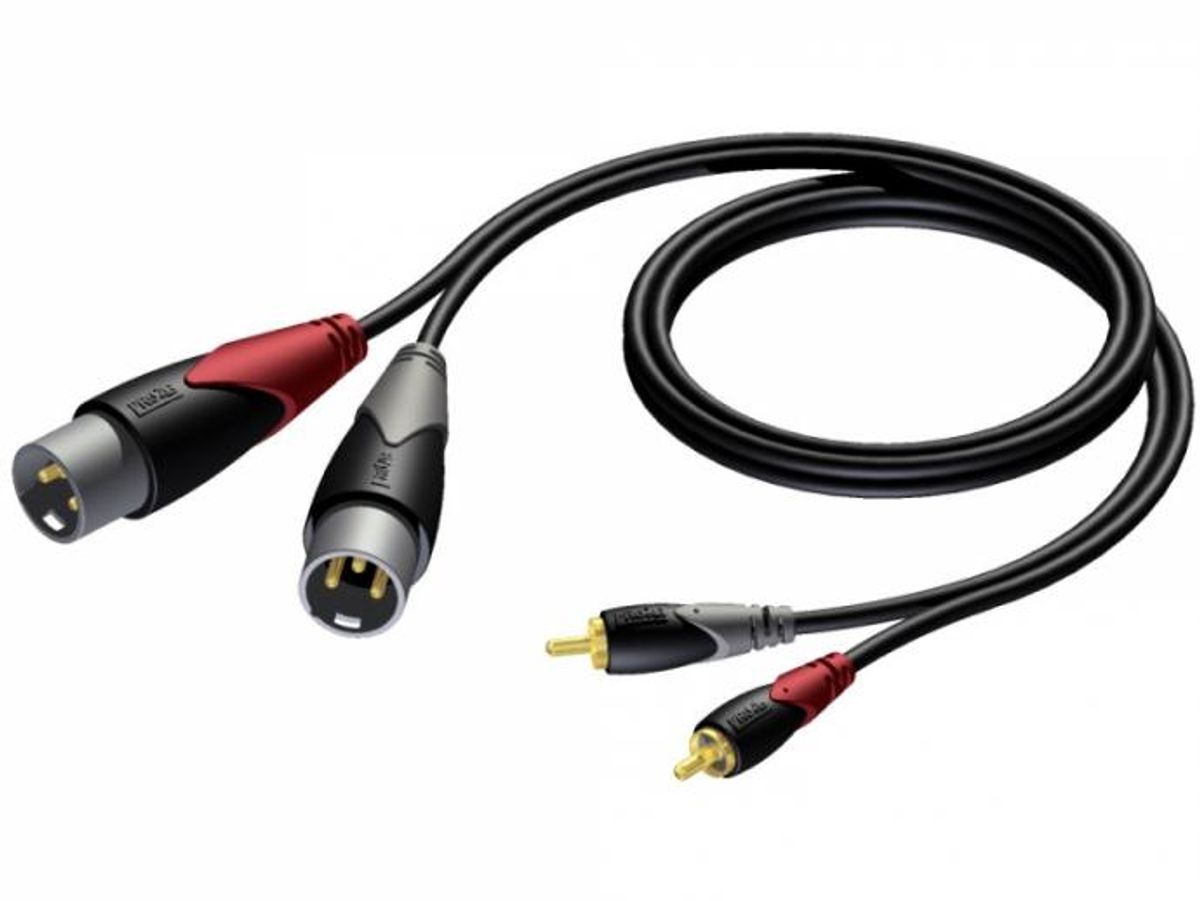 Procab CLA701 - 2xXLR Han til 2xPhono/RCA Han kabel 1,5 meter