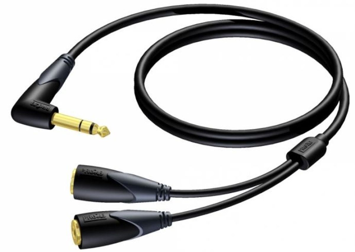 Procab CLA720 - Jack 6,3mm Stereo Han Vinkel - 2x Jack 6,3mm Stereo Hun - 1,5m