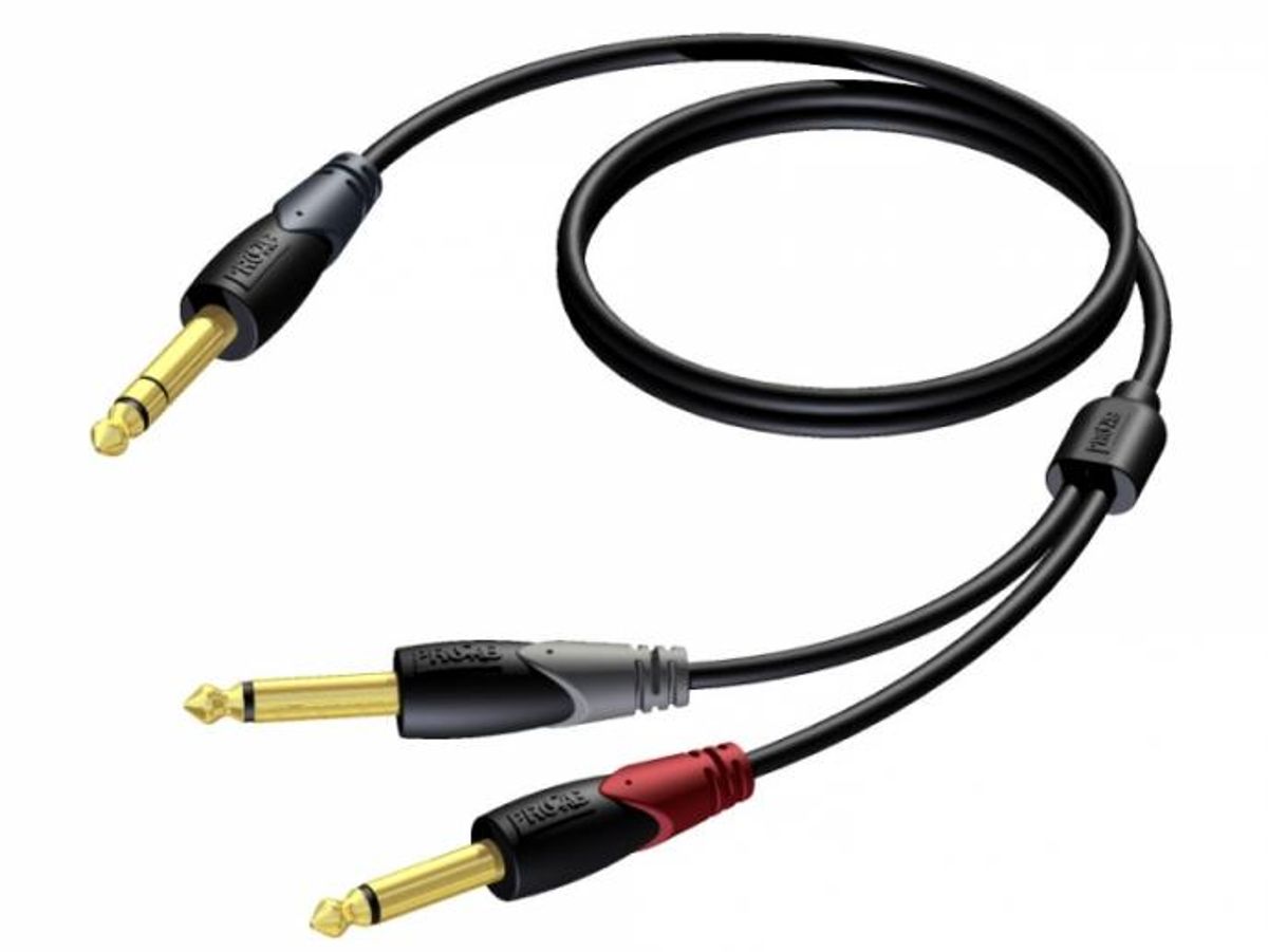 Procab CLA721 - Jack 6,3mm Stereo Han til 2xJack 6,3mm Mono Han 1,5 meter