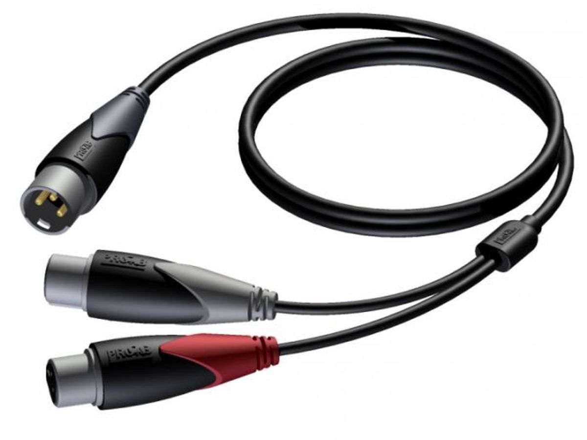 Procab CLA736 - XLR Han til 2xXLR Hun Y-Spilt kabel - 1,5m