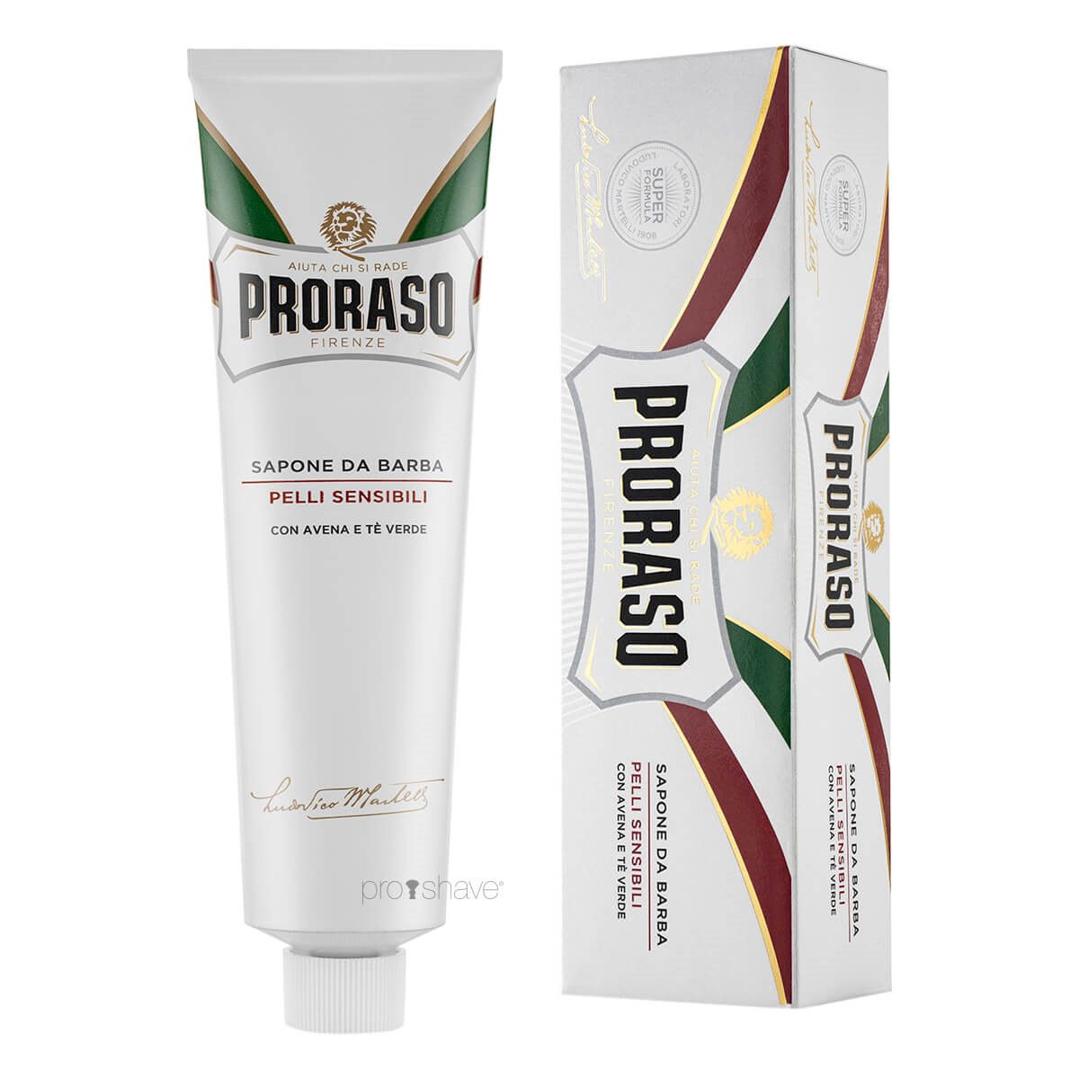 Proraso Barbercreme - Sensitive, Grøn Te & Havre, 150 ml.