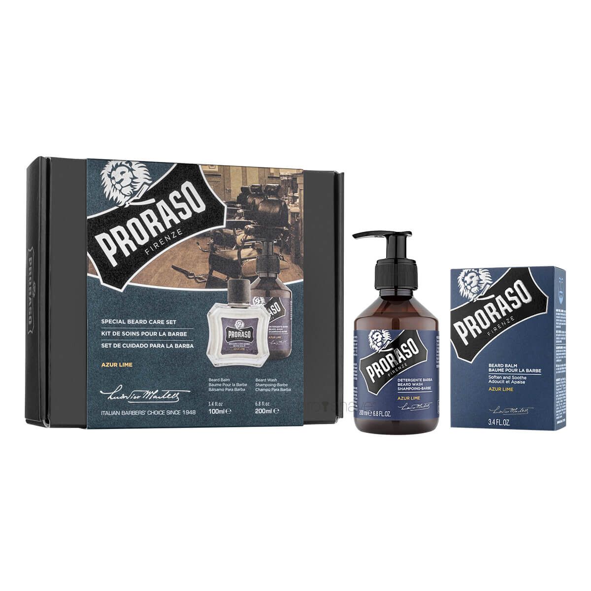 Proraso Gaveæske, Duo Pack, Skægshampoo & Skægbalm, Azur Lime