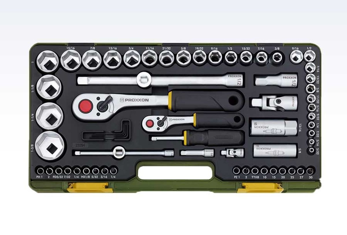 Proxxon topnøglesæt 5/32""-13/8"" 65 dele