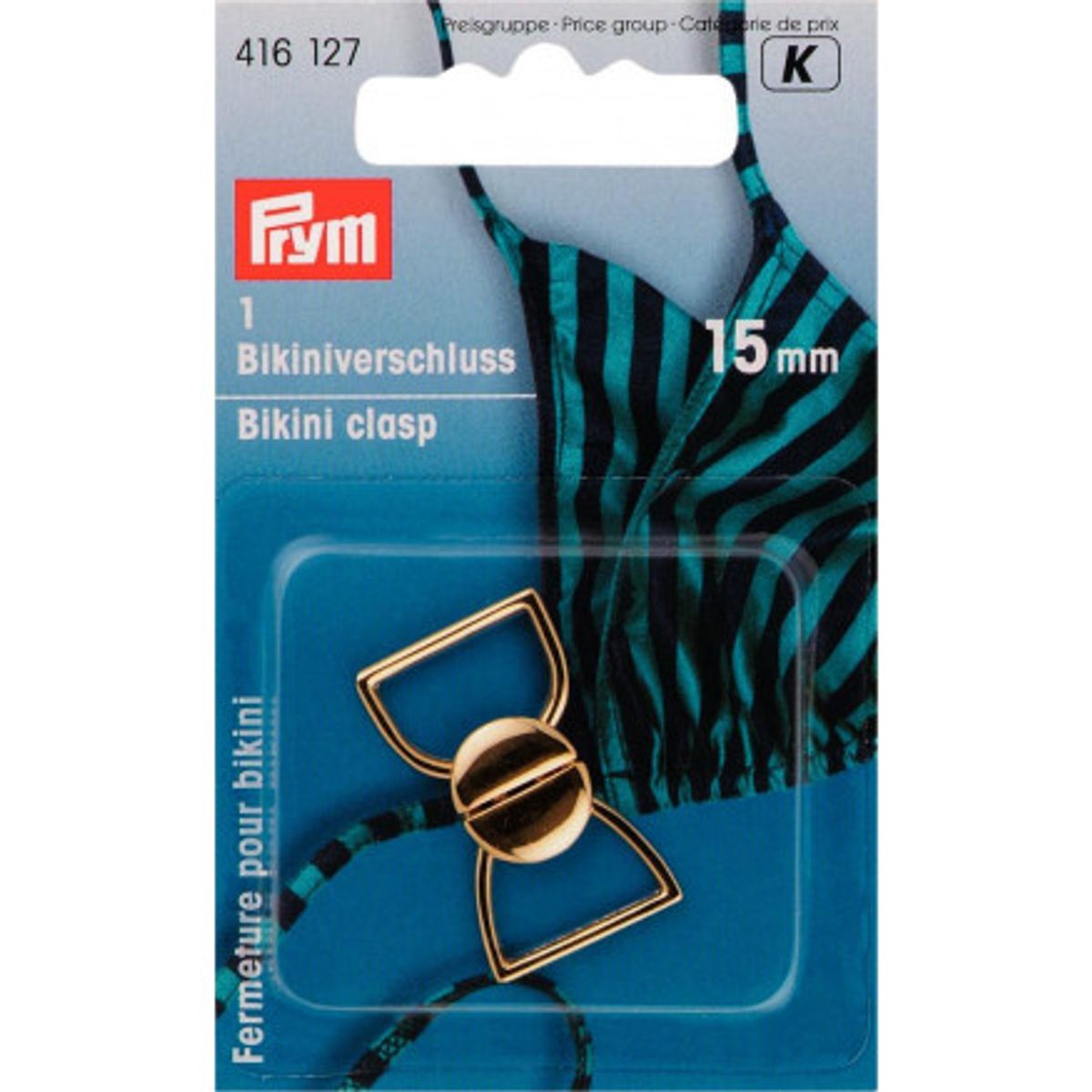 Prym Bikini hægter/Bikini lukninger Metal Guld 15mm - 1 sæt