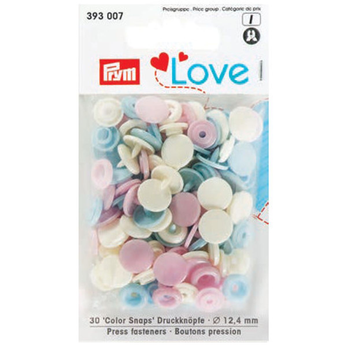 Prym Color Snaps Trykknapper Plast Rund 12,4mm Ass. Pastel - 30 stk