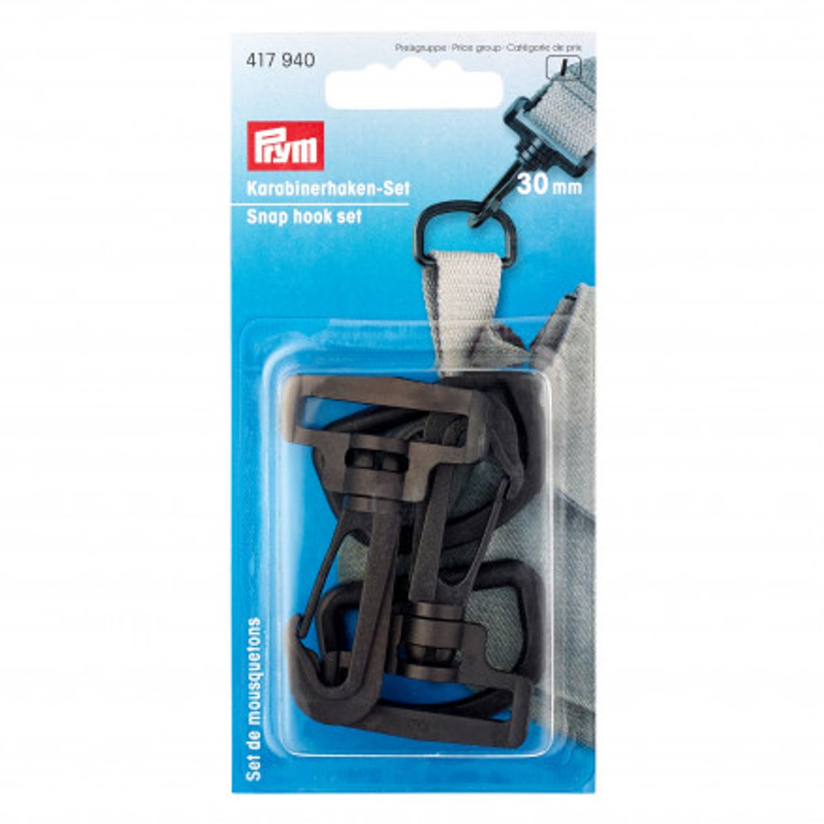 Prym Karabinhage Plastik Sort 30mm - 2 stk