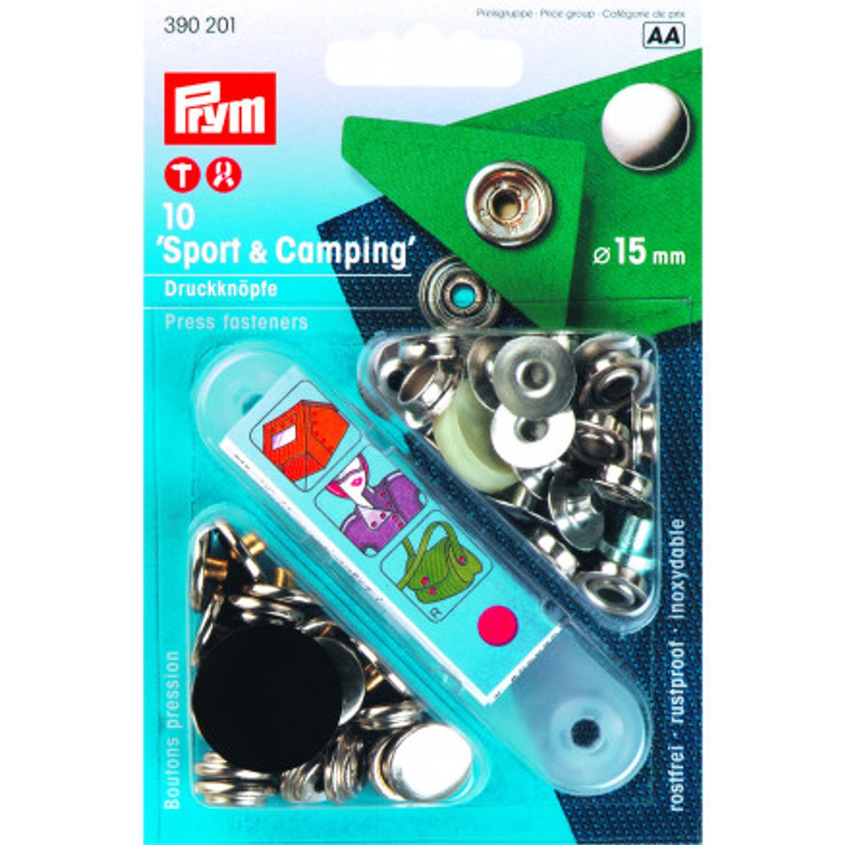 Prym Sport og Camping Trykknapper Sølv 15mm - 10 stk