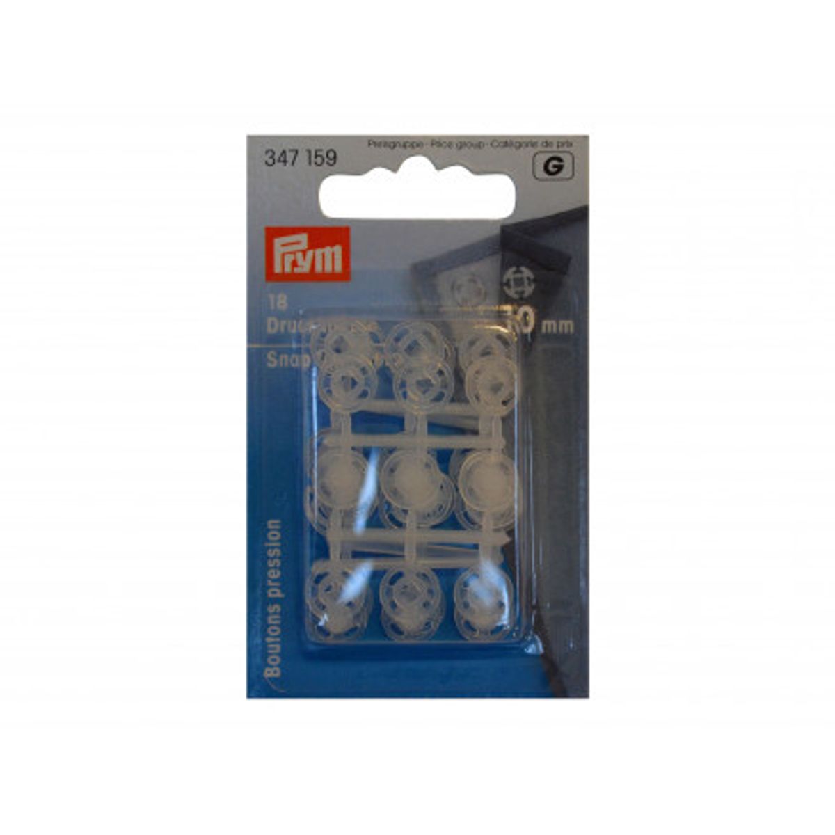 Prym Tryklåse Transparent 10mm 18 stk.