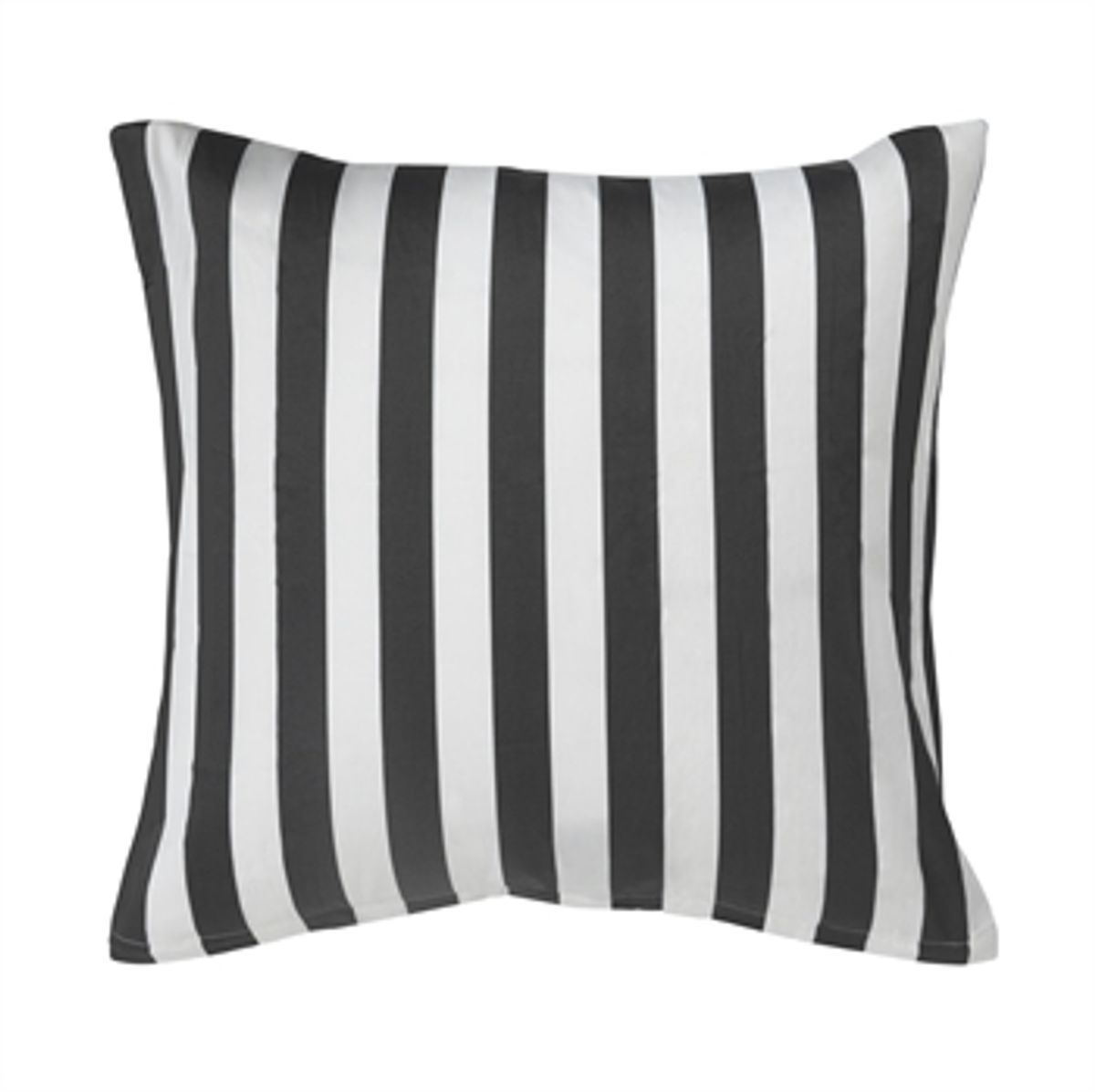 Pudebetræk 60x63 cm - Blødt bomuldssatin - Nordic Stripe - Mørkegråt og hvidt