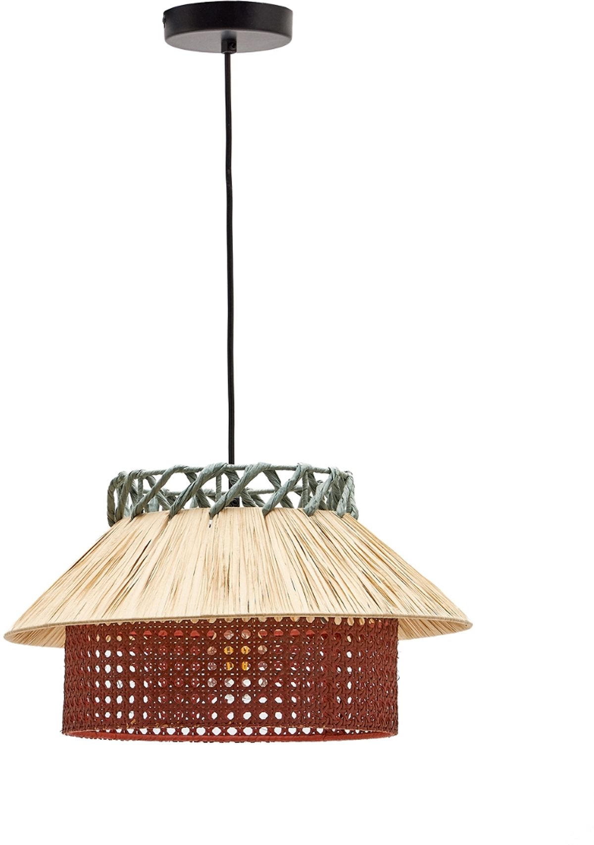 Pulmi, Pendel lampe, flerfarvet, H25x40x40 cm, raffia