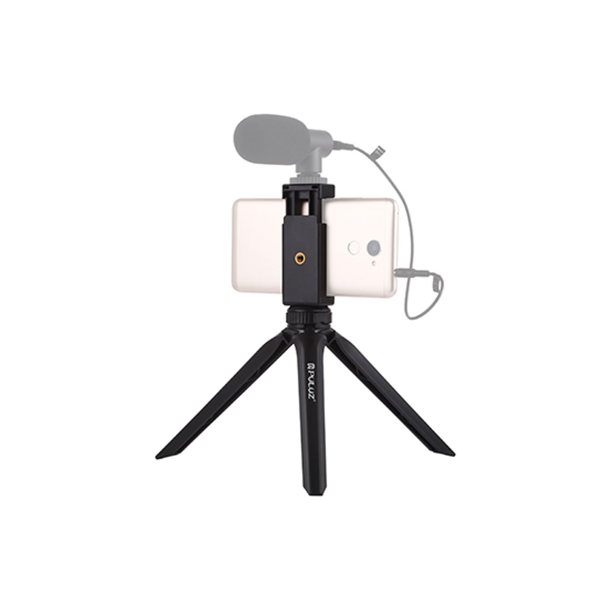 PULUZ&trade; | BIG Tripod Mobil / iPhone Stativ m. Mikrofon holder - Sort