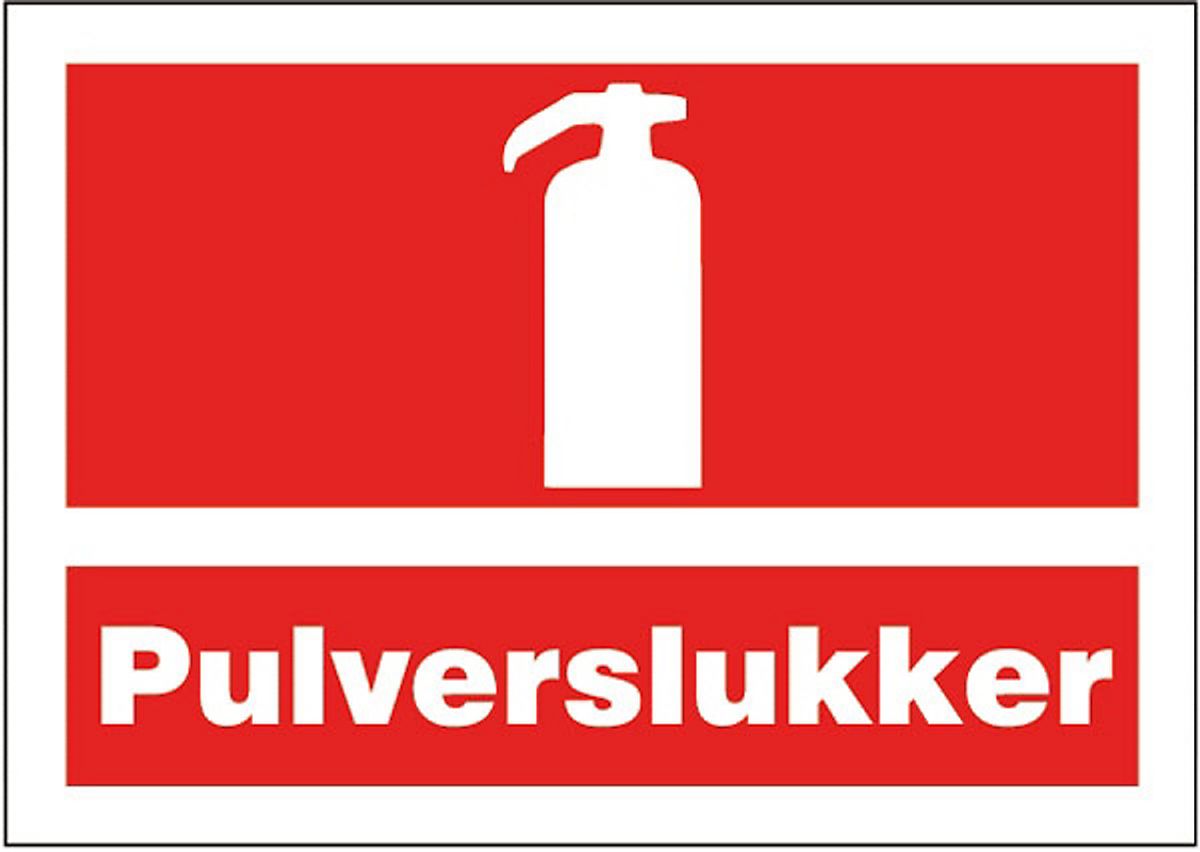 Pulverslukker Plast skilt. Str. A4 210 x 297mm