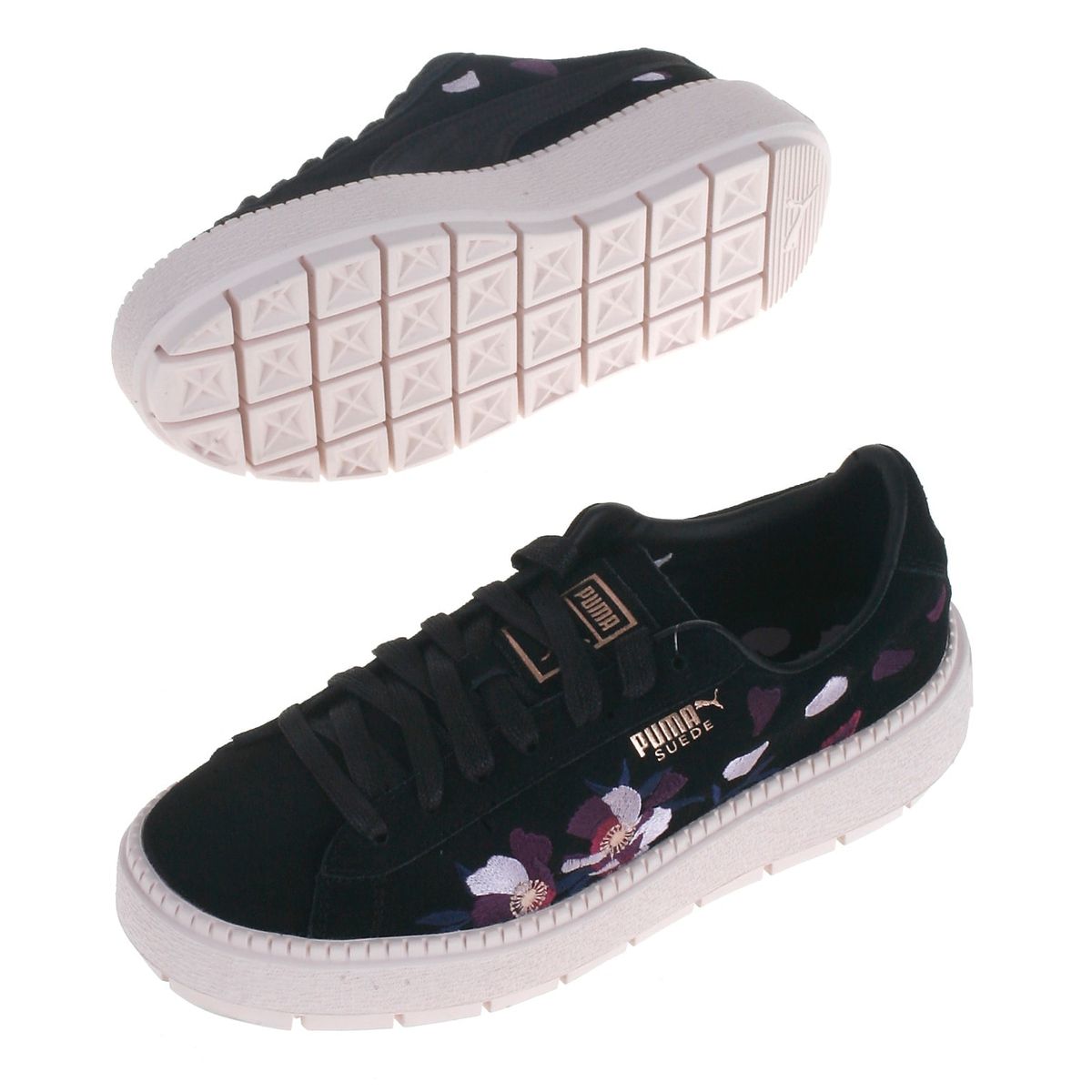 Puma sneakers, sort, Suede Platform Trace Flowery - 38+ - 38