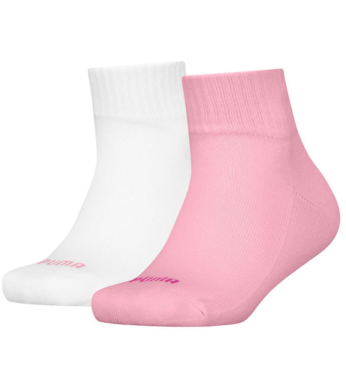 Puma Strømper - Kids Quarter - 2-pak - Hvid/Rosa m. Hjerte Logo