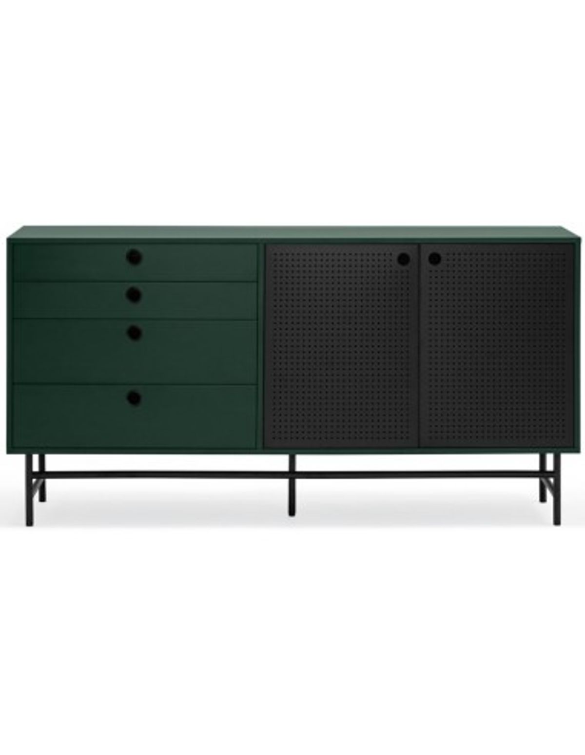 Punto sideboard i metal og mdf finér B150 cm - Sort/Mørkegrøn