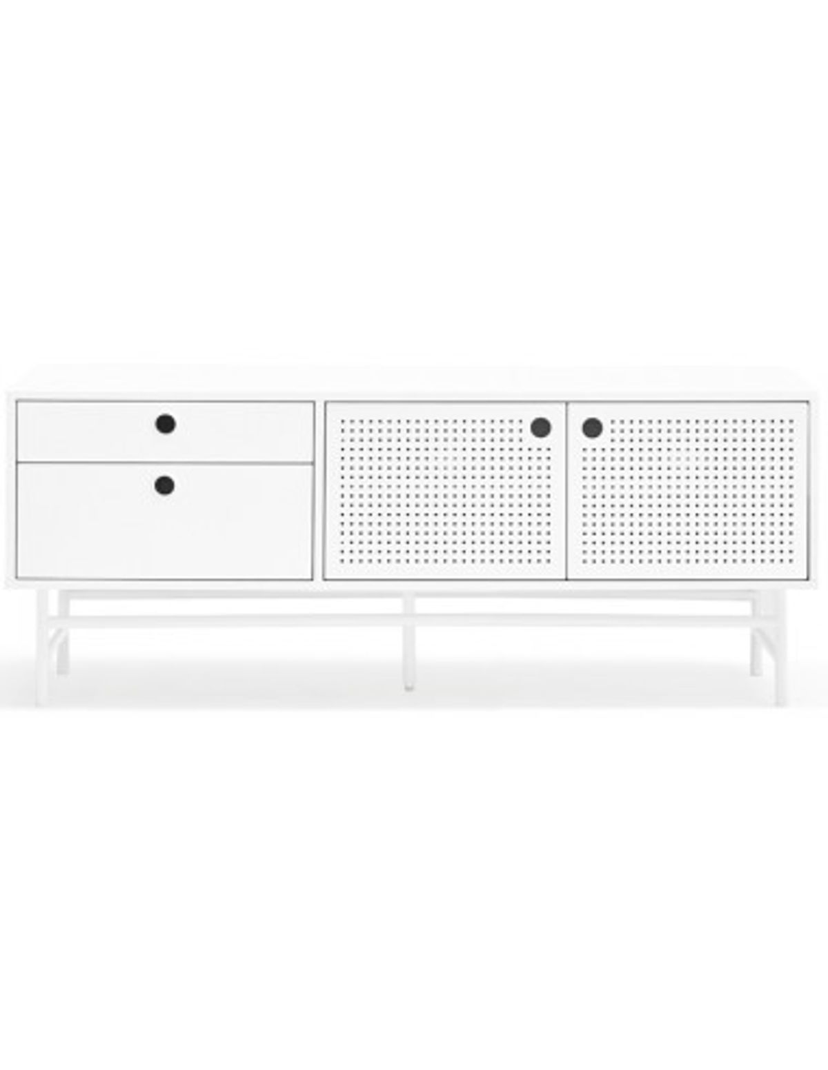 Punto Tvbord i metal og mdf finér B140 cm - Hvid/Hvid