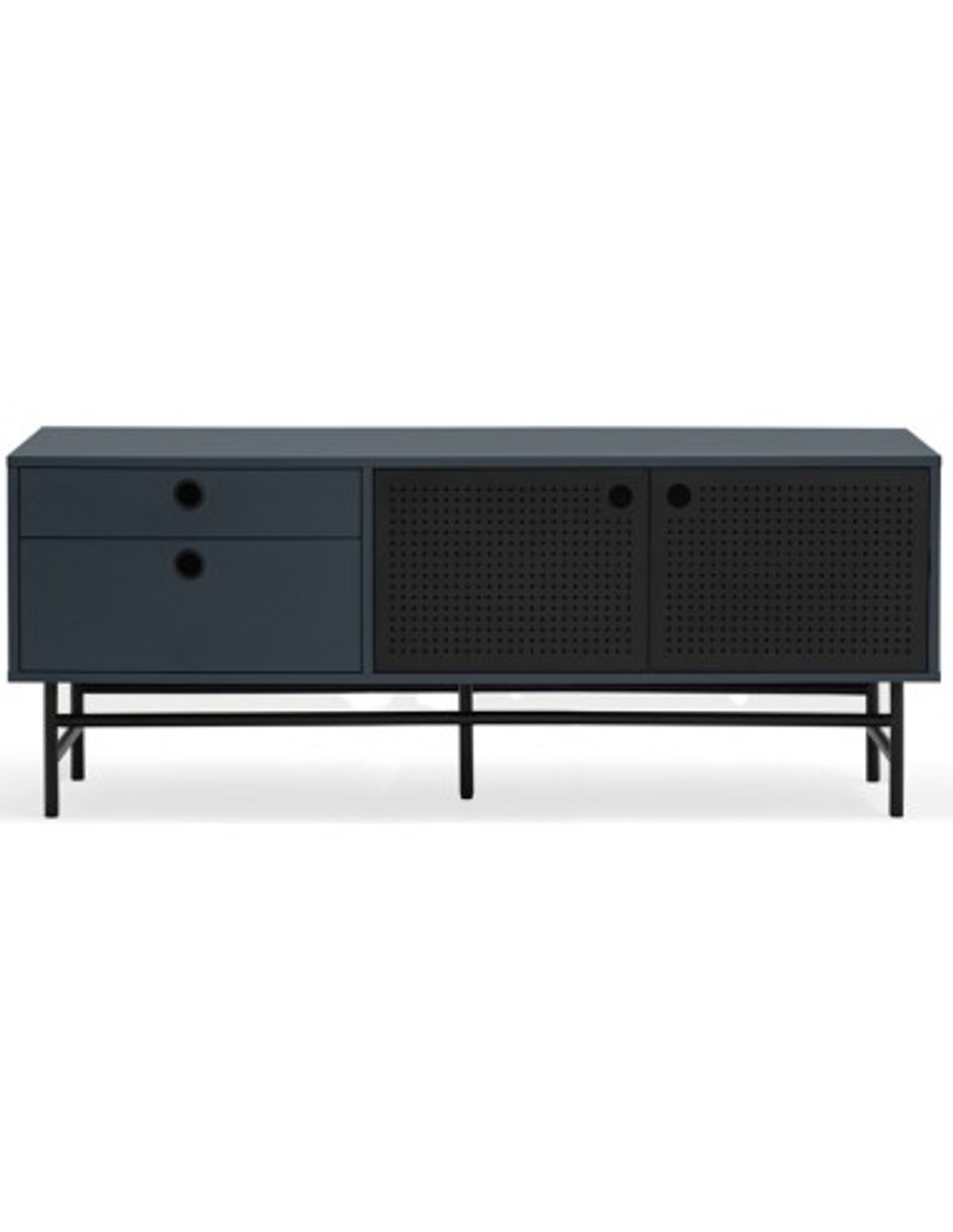 Punto Tvbord i metal og mdf finér B140 cm - Sort/Mørk gråblå