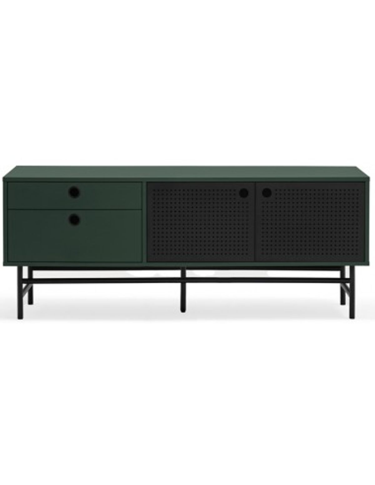 Punto Tvbord i metal og mdf finér B140 cm - Sort/Mørkegrøn