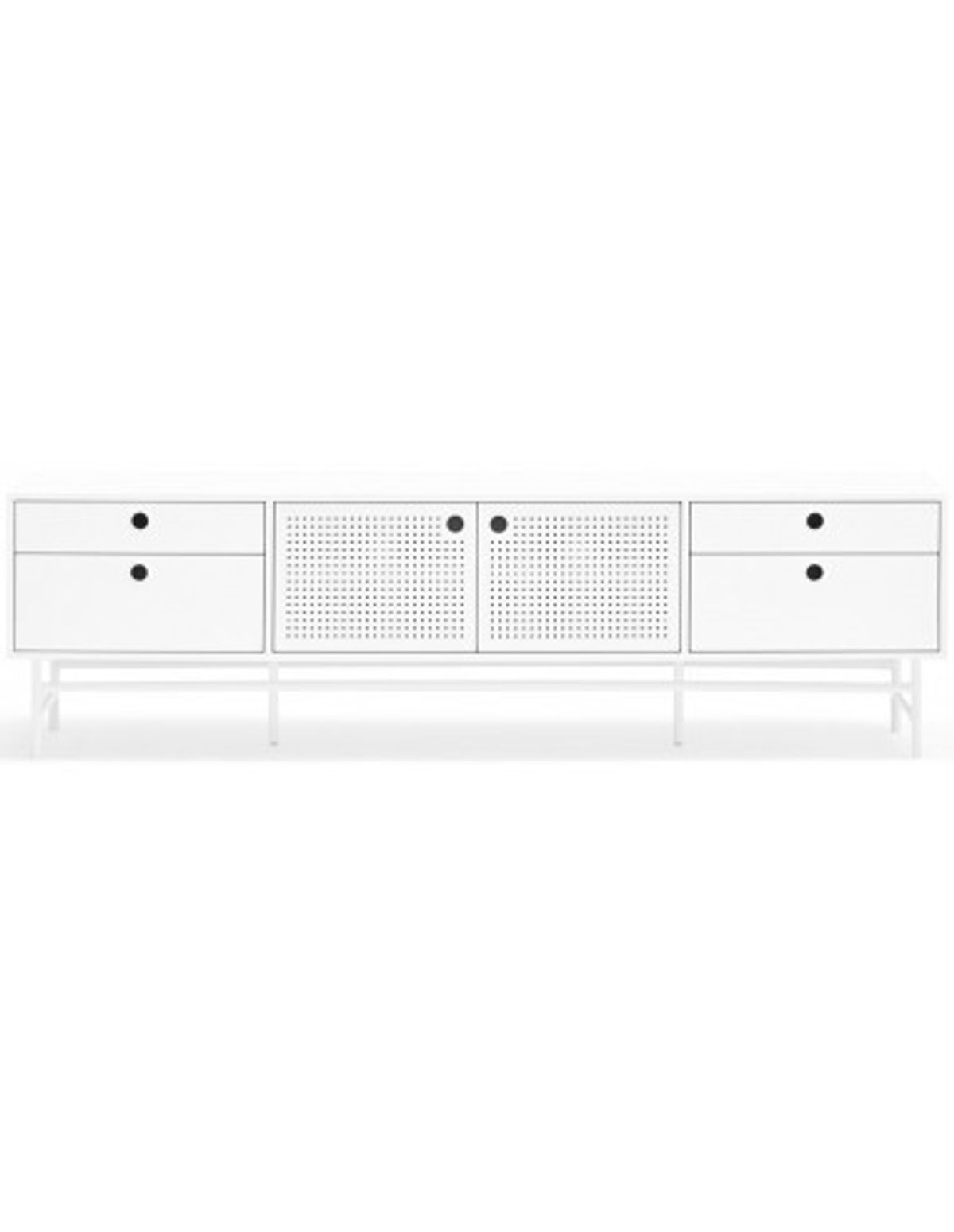 Punto Tvbord i metal og mdf finér B180 cm - Hvid/Hvid