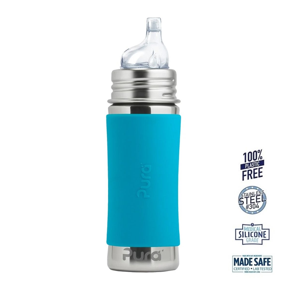 Pura® - Sipper Spouts Baby Sutteflaske 6+ mdr. Aqua 325ml - Fast flow