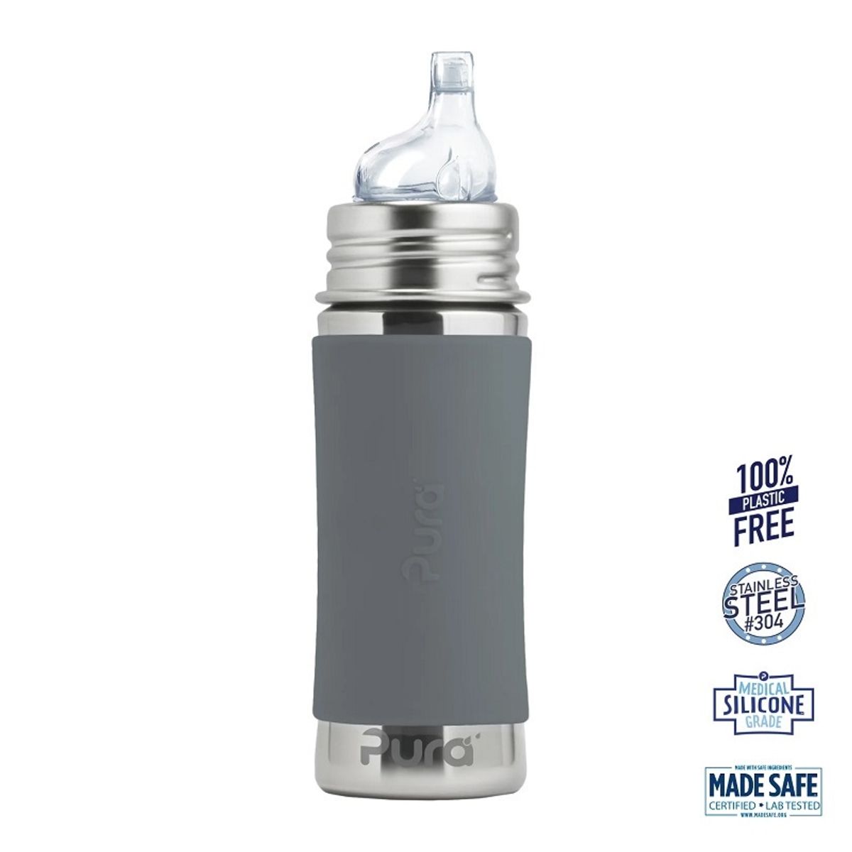 Pura® - Sipper Spouts Baby Sutteflaske 6+ mdr. Grey 325ml - Fast flow