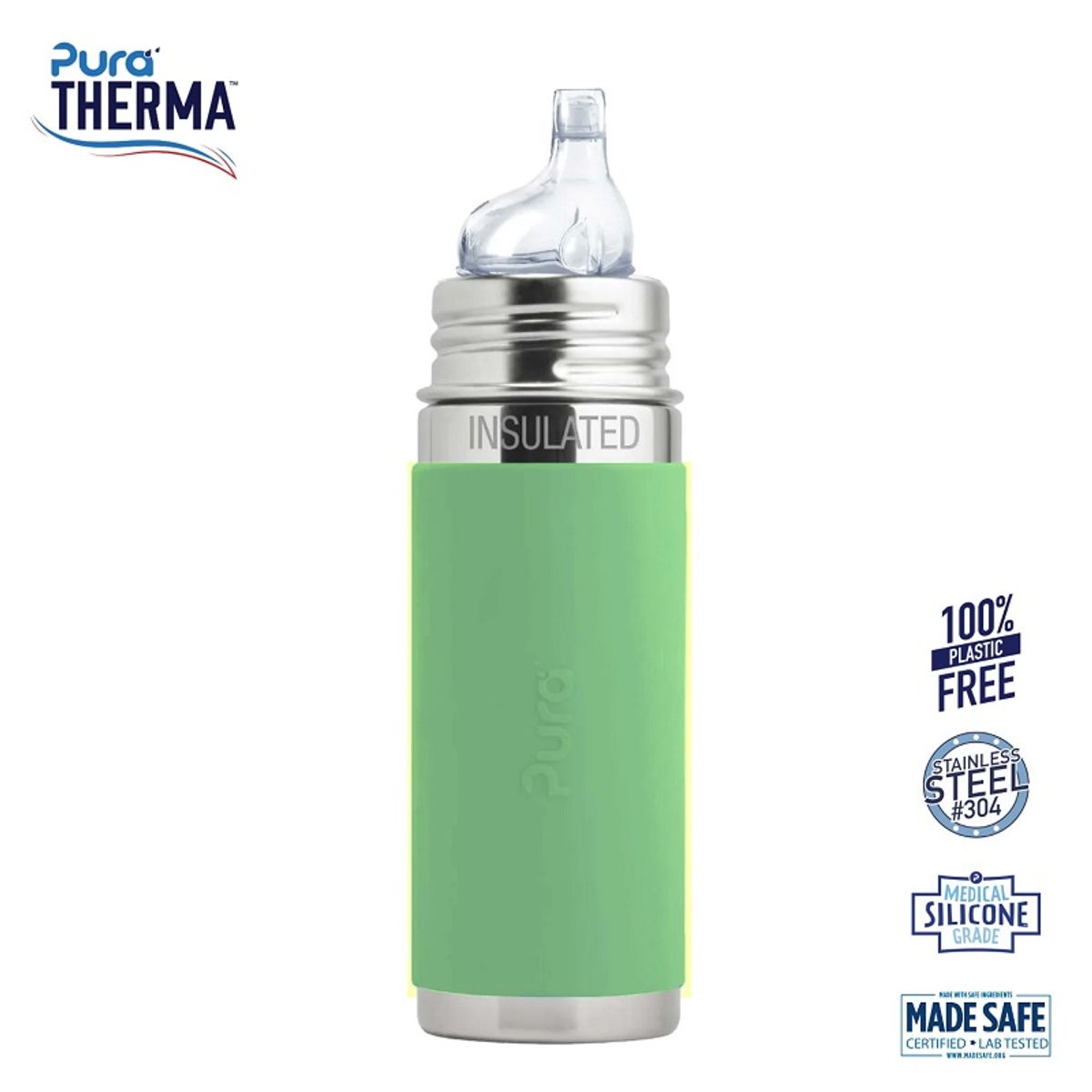 Pura® - Therma Kiki Sipper Baby Sutteflaske 6+ mdr. Moss 260ml - Fast flow