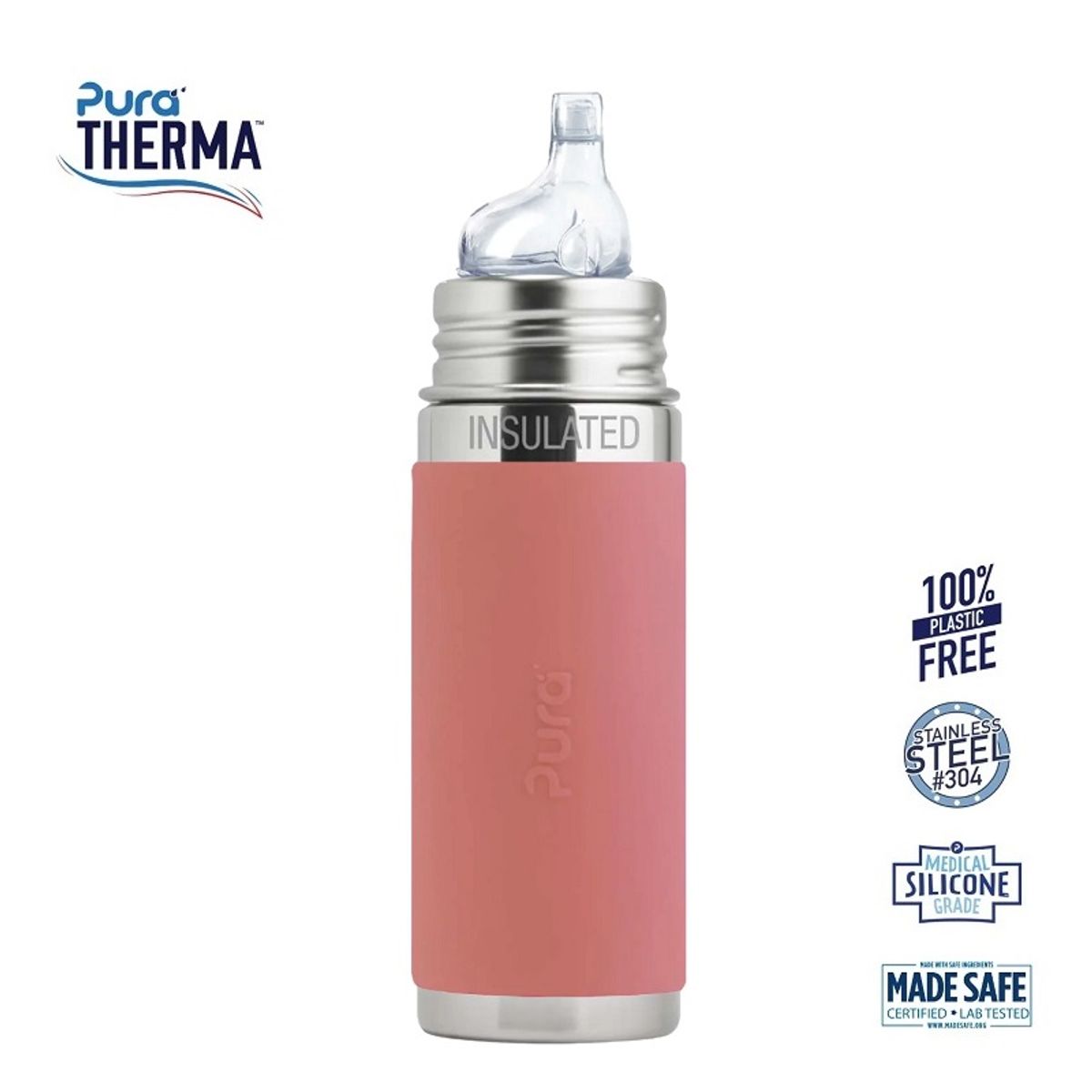 Pura® - Therma Kiki Sipper Baby Sutteflaske 6+ mdr. Rosa 260ml - Fast flow