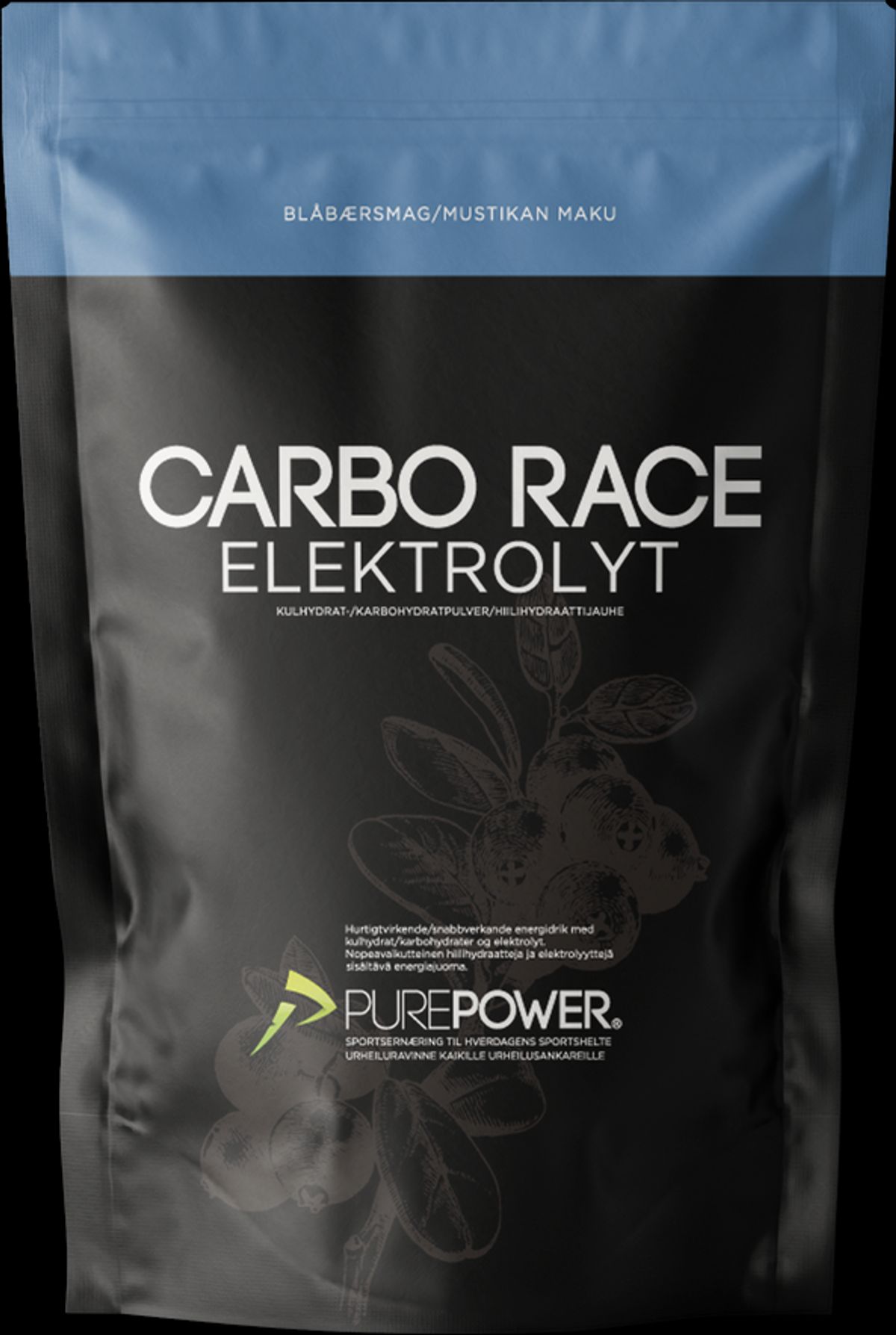 Purepower Carbo Race Elektrolyt Blåbær - 1kg