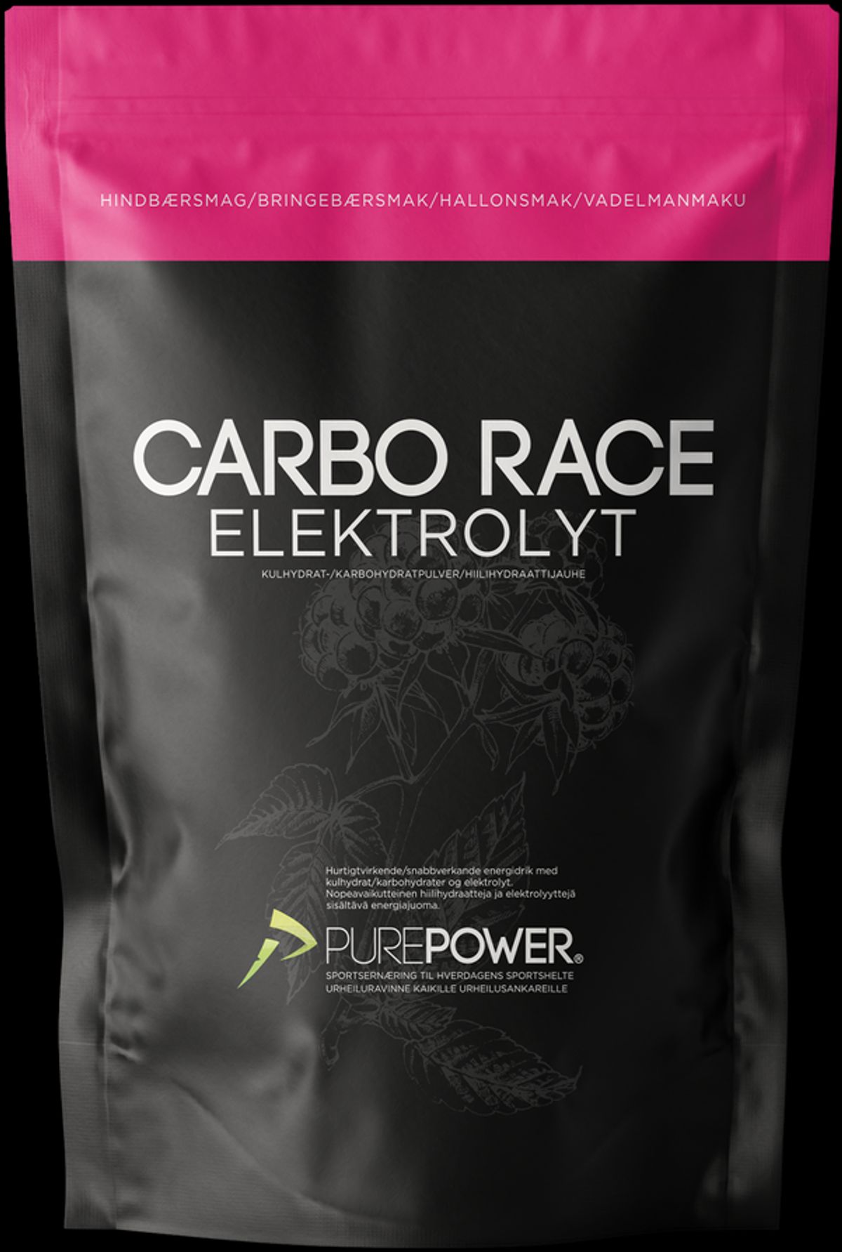 Purepower Carbo Race Elektrolyt Hindbær - 1kg