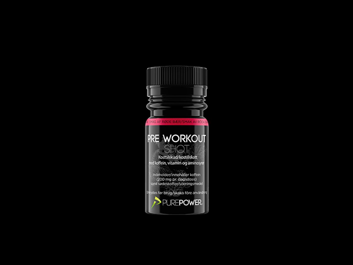 PurePower Pre Workout Shot - Energishot - Røde bær - 60 ml.