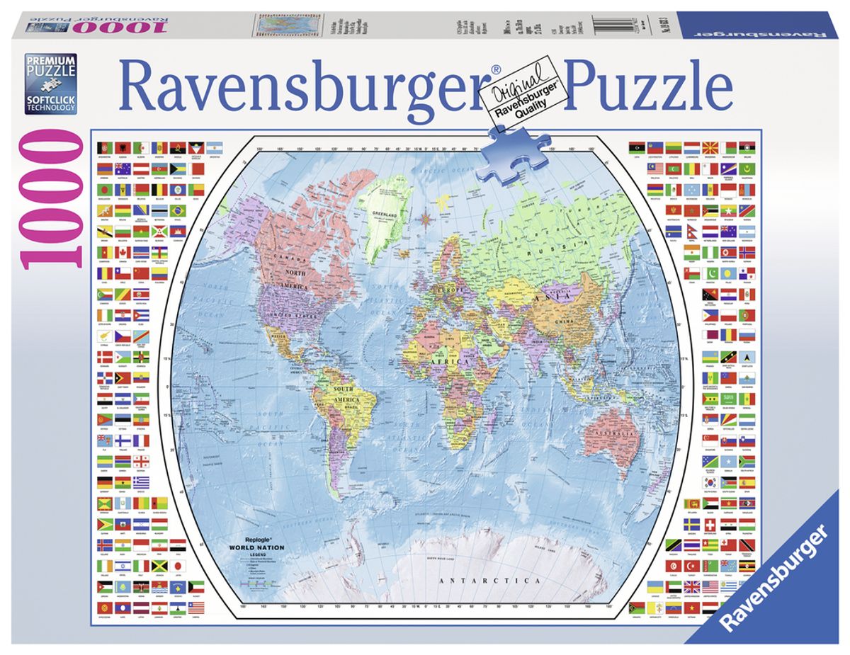 Puslespil political world map 1000 brikker